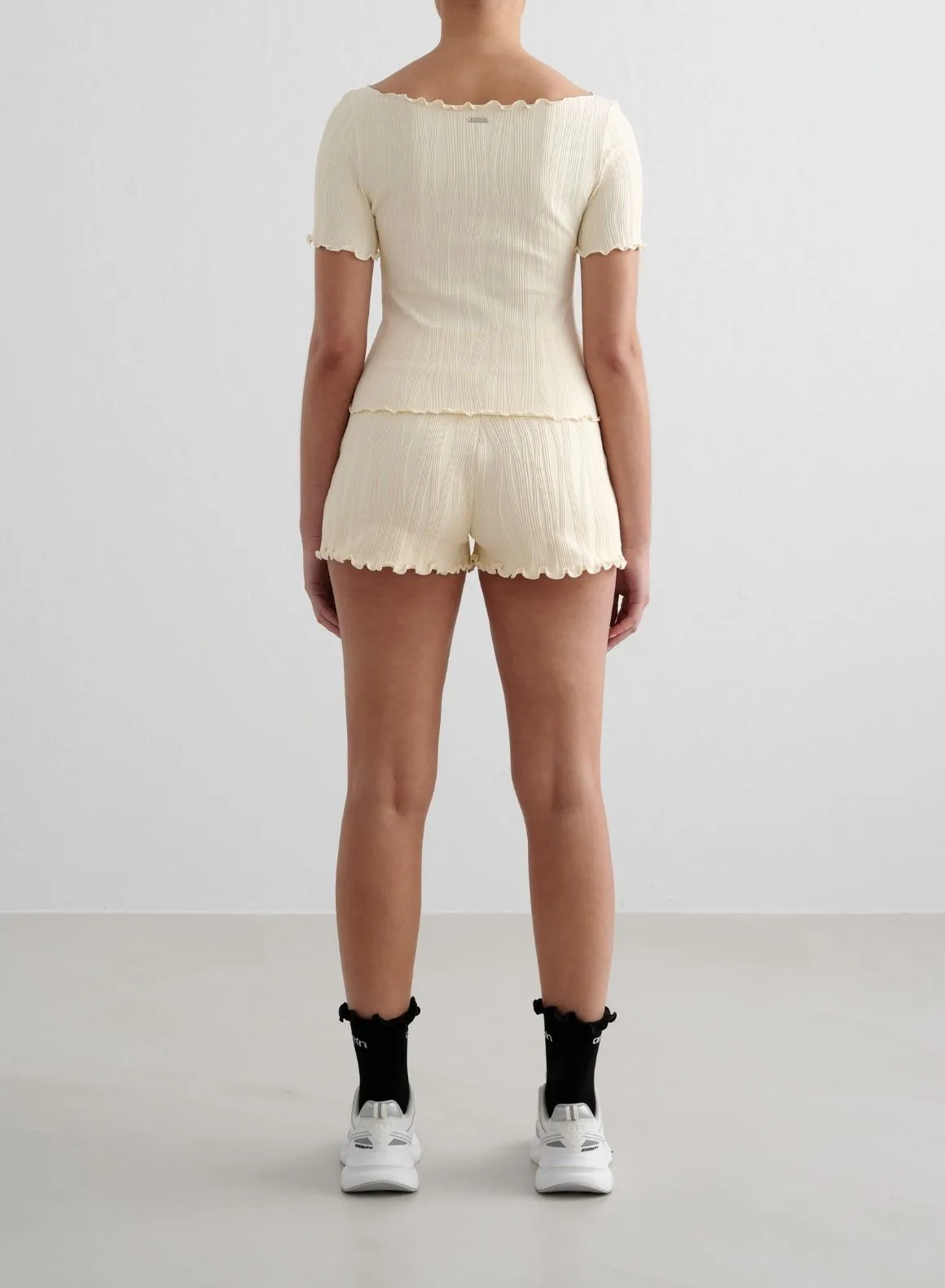 Almond White Tulip Short Sleeve Top