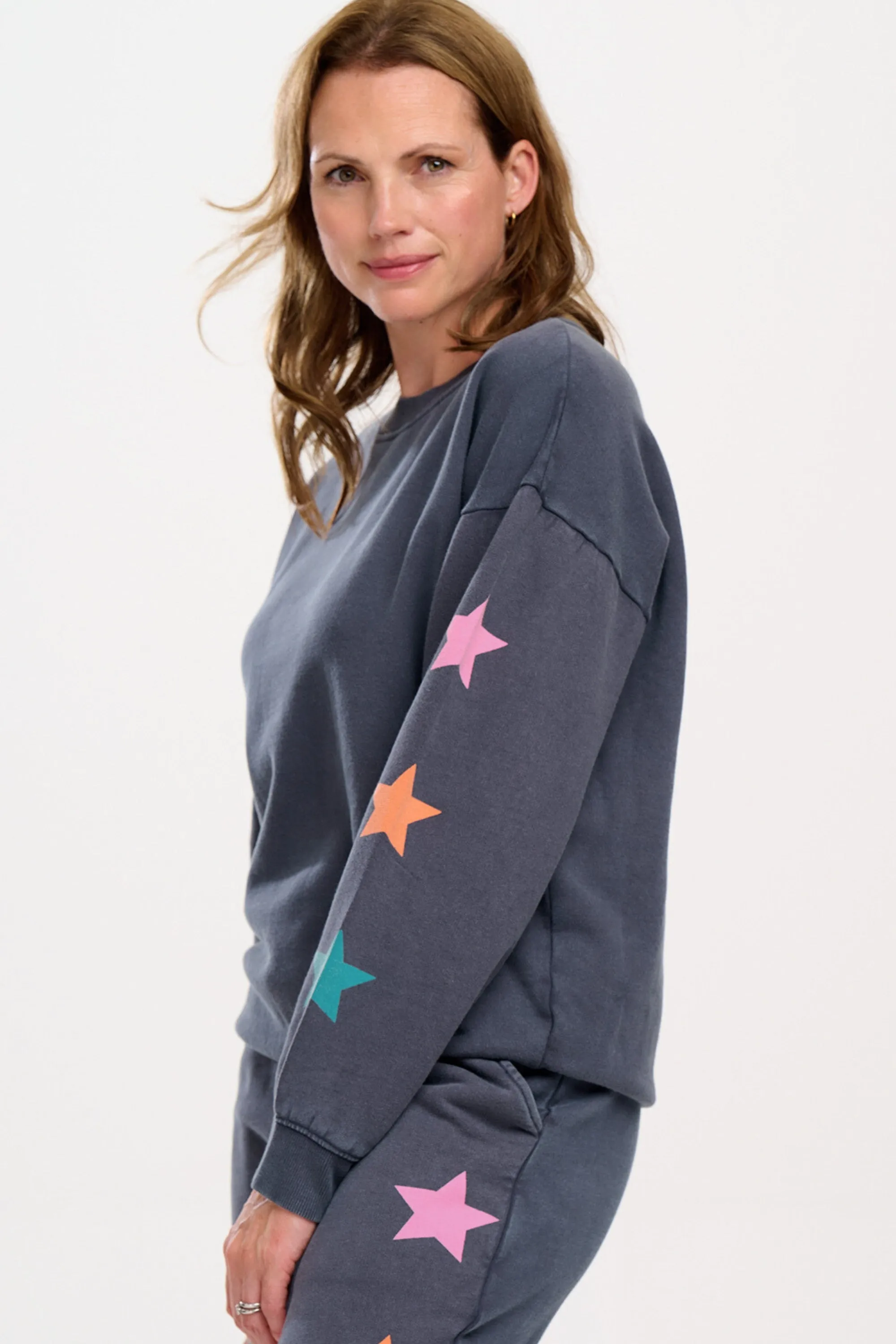 Ashley Joggers - Washed Charcoal. Star Detail