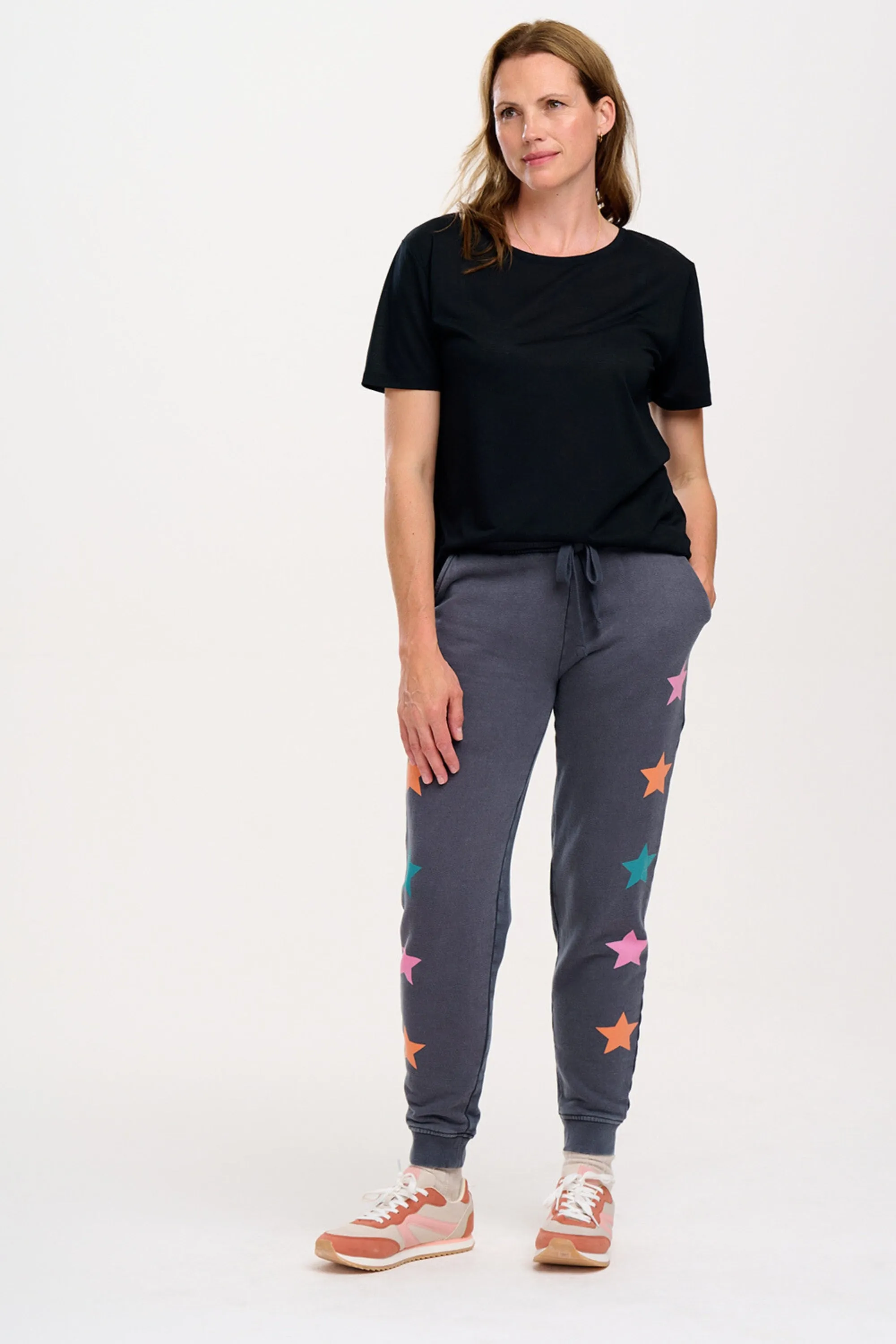 Ashley Joggers - Washed Charcoal. Star Detail