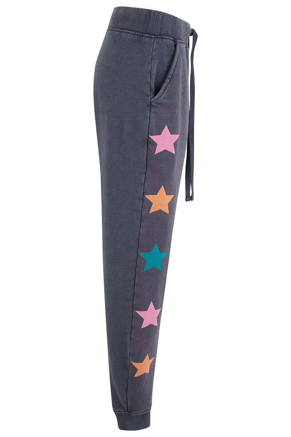 Ashley Joggers - Washed Charcoal. Star Detail