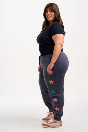 Ashley Joggers - Washed Charcoal. Star Detail