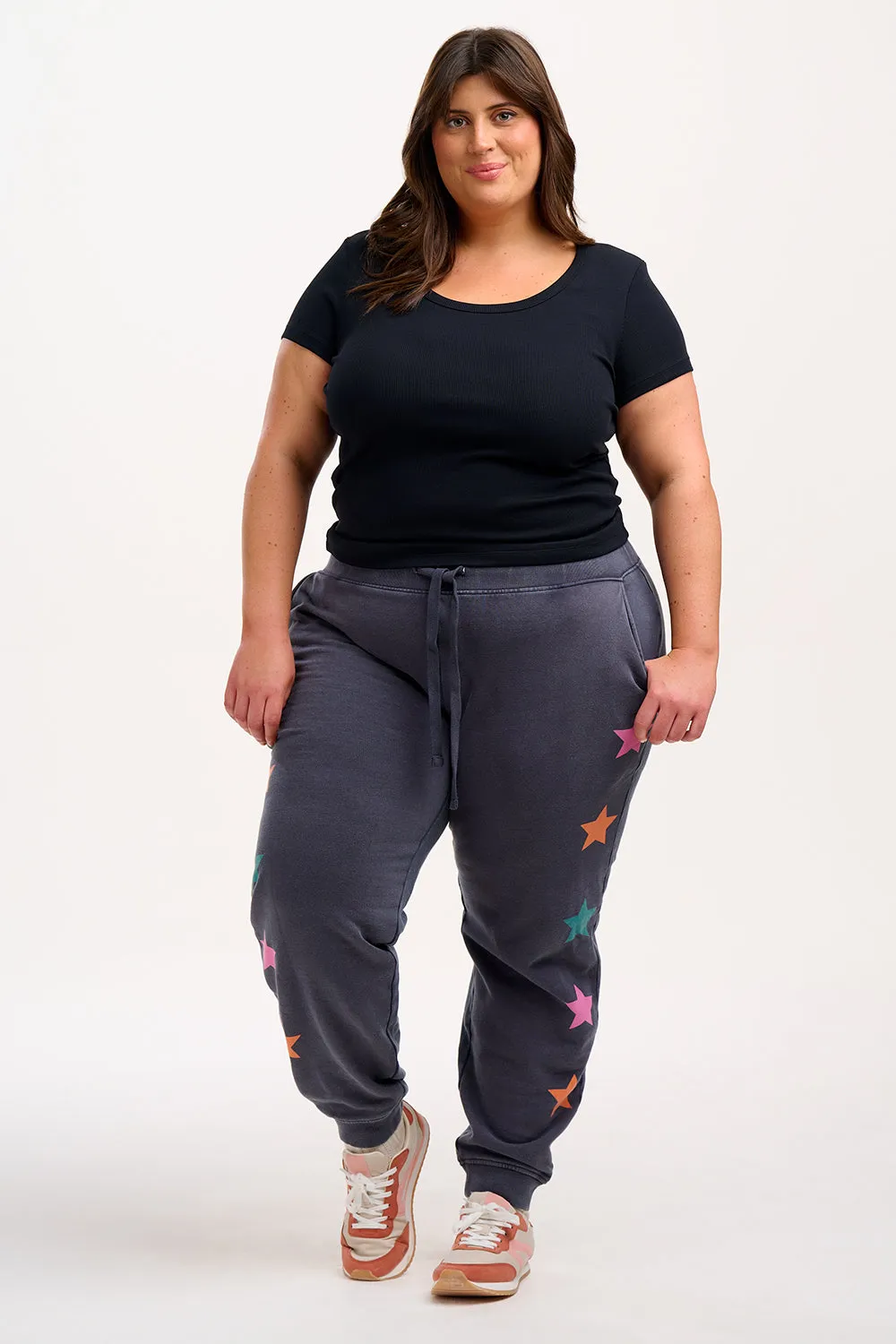 Ashley Joggers - Washed Charcoal. Star Detail