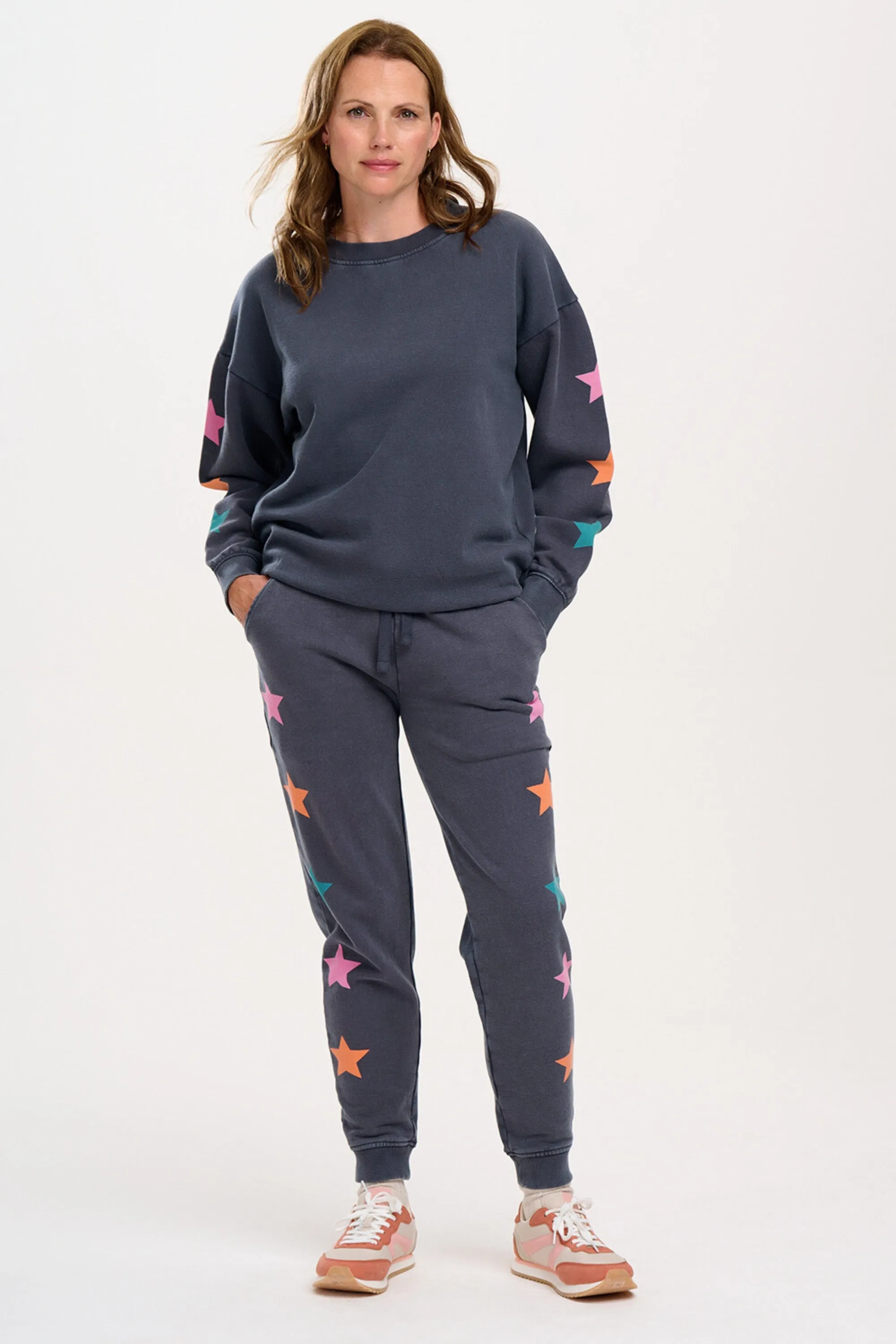 Ashley Joggers - Washed Charcoal. Star Detail