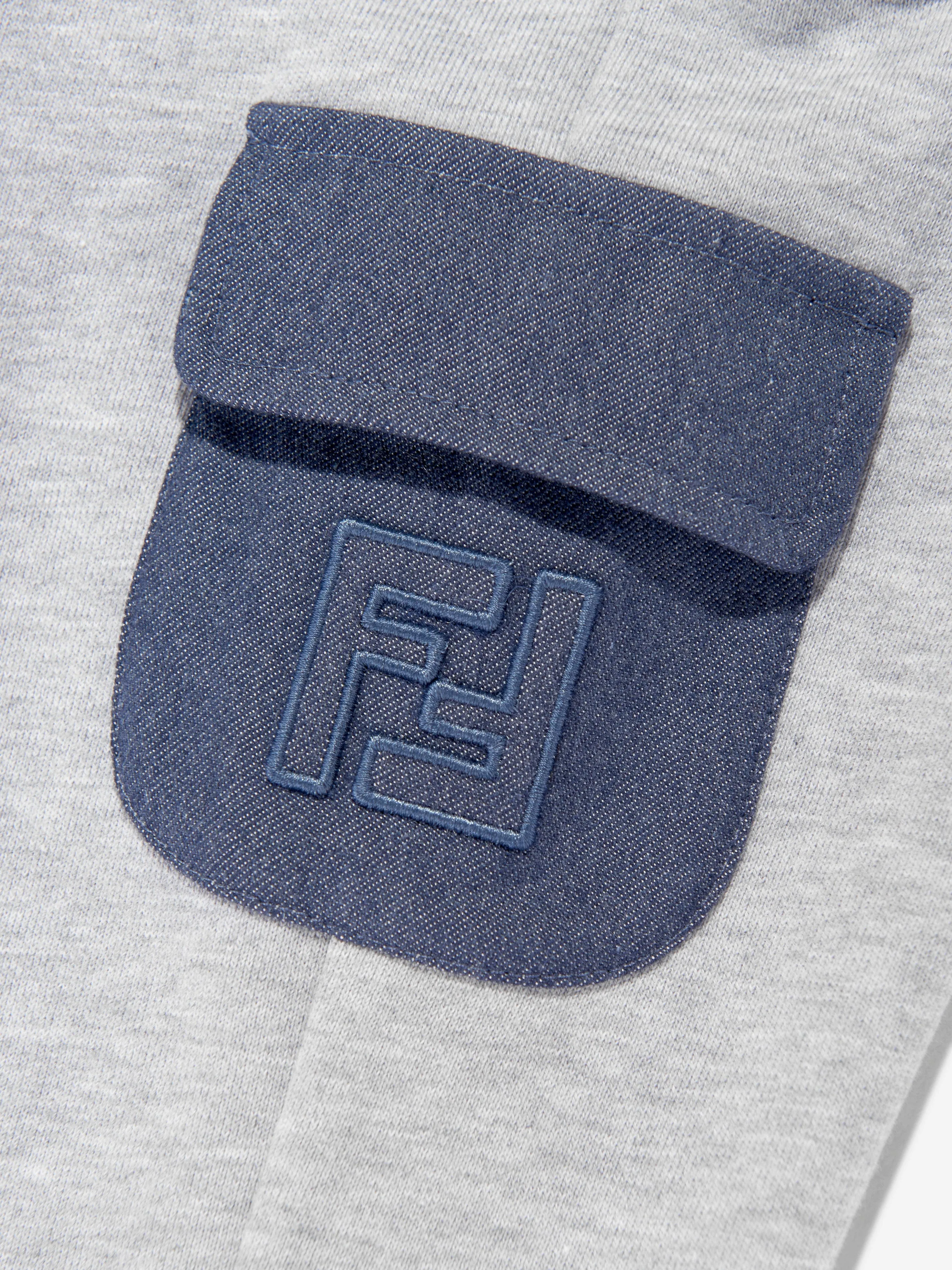 Baby Boys Denim and Jersey Joggers in Grey