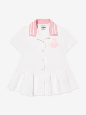 Baby Girls Piqué Polo Dress in White