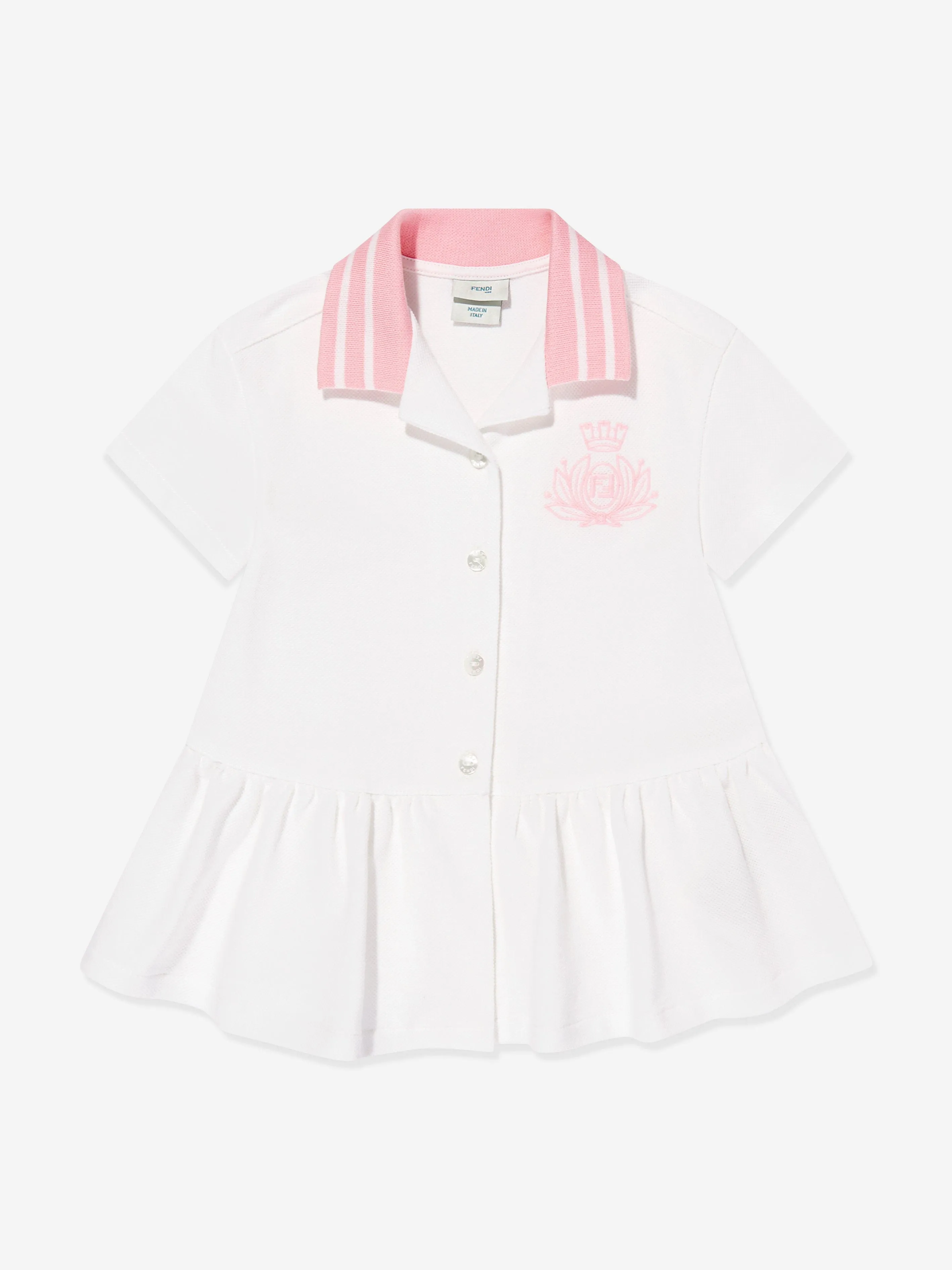Baby Girls Piqué Polo Dress in White