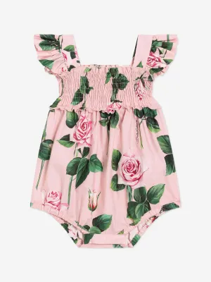 Baby Girls Rose Print Romper in Pink