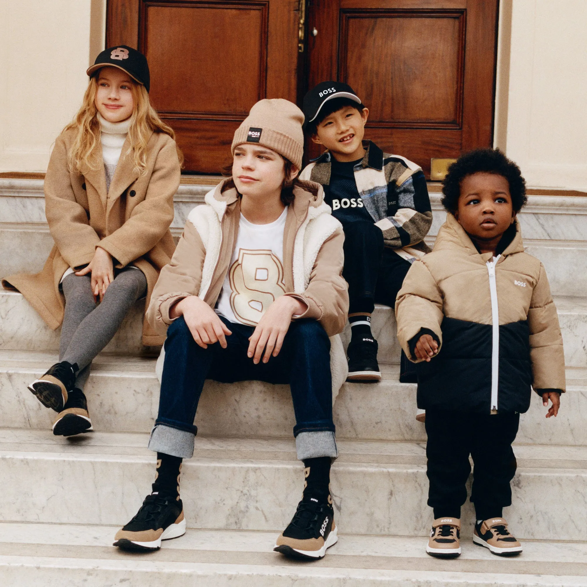 Beige Colorblock Logo Puffer Jacket