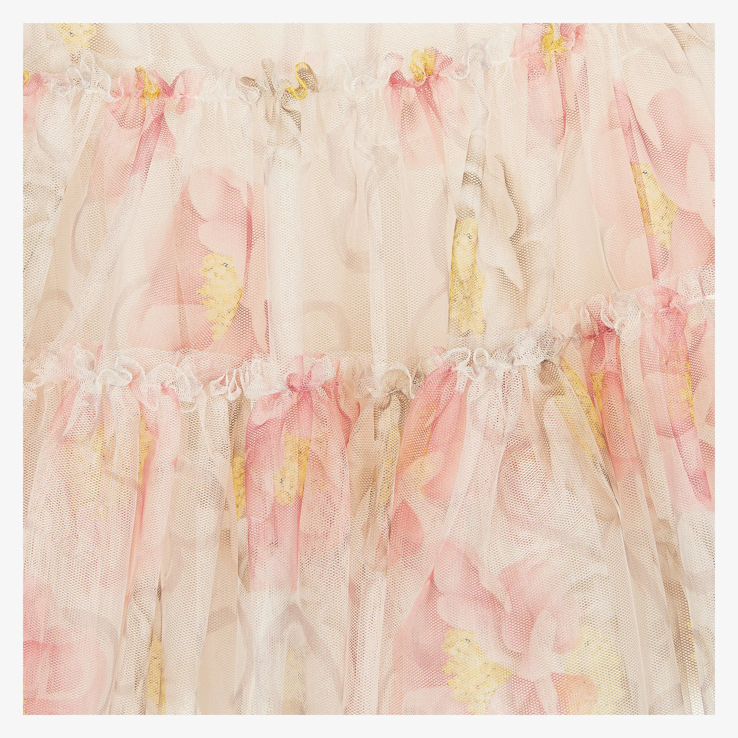 Beige Floral Tulle Teacup Dress