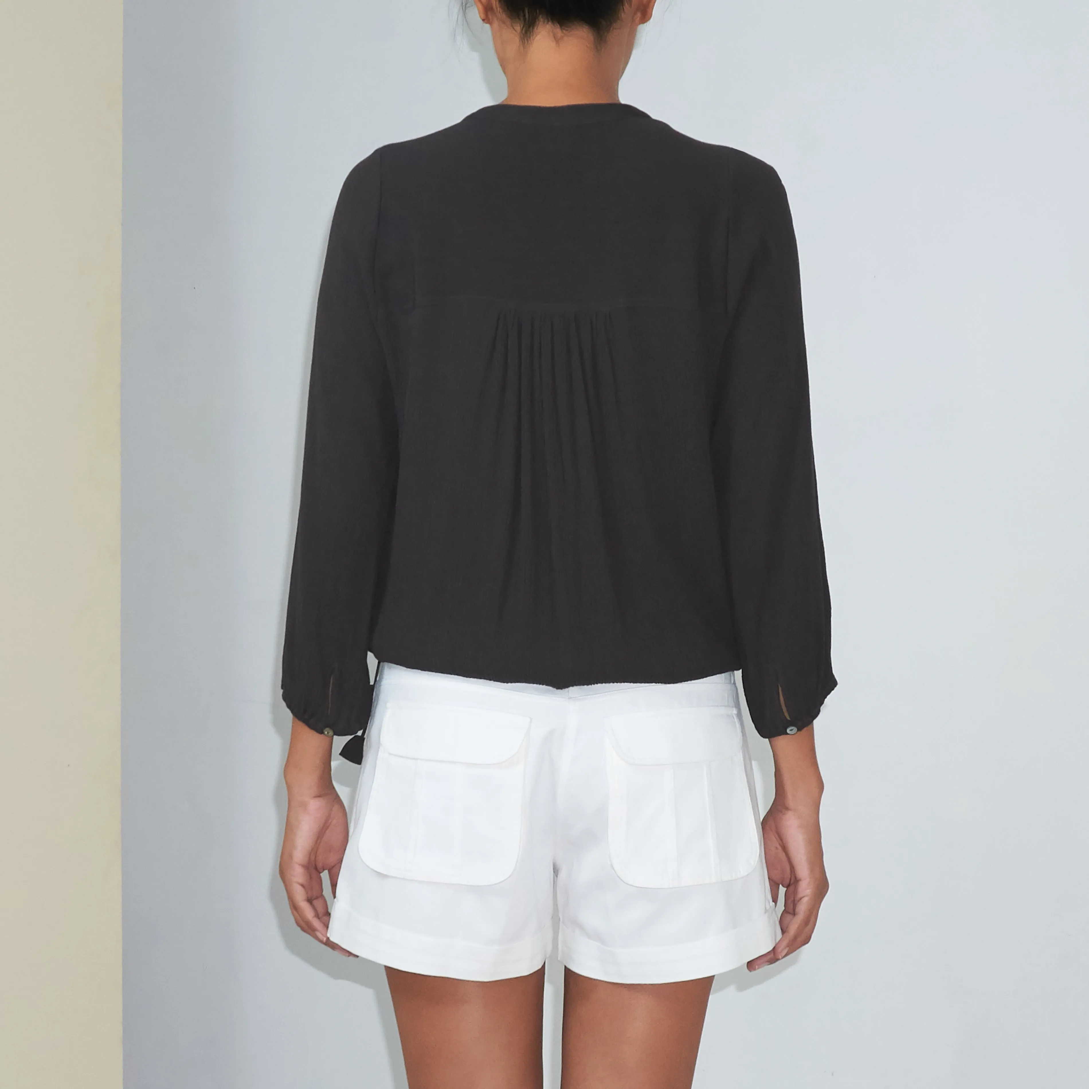 BKLN TOP - Crinkled Rayon | Charcoal