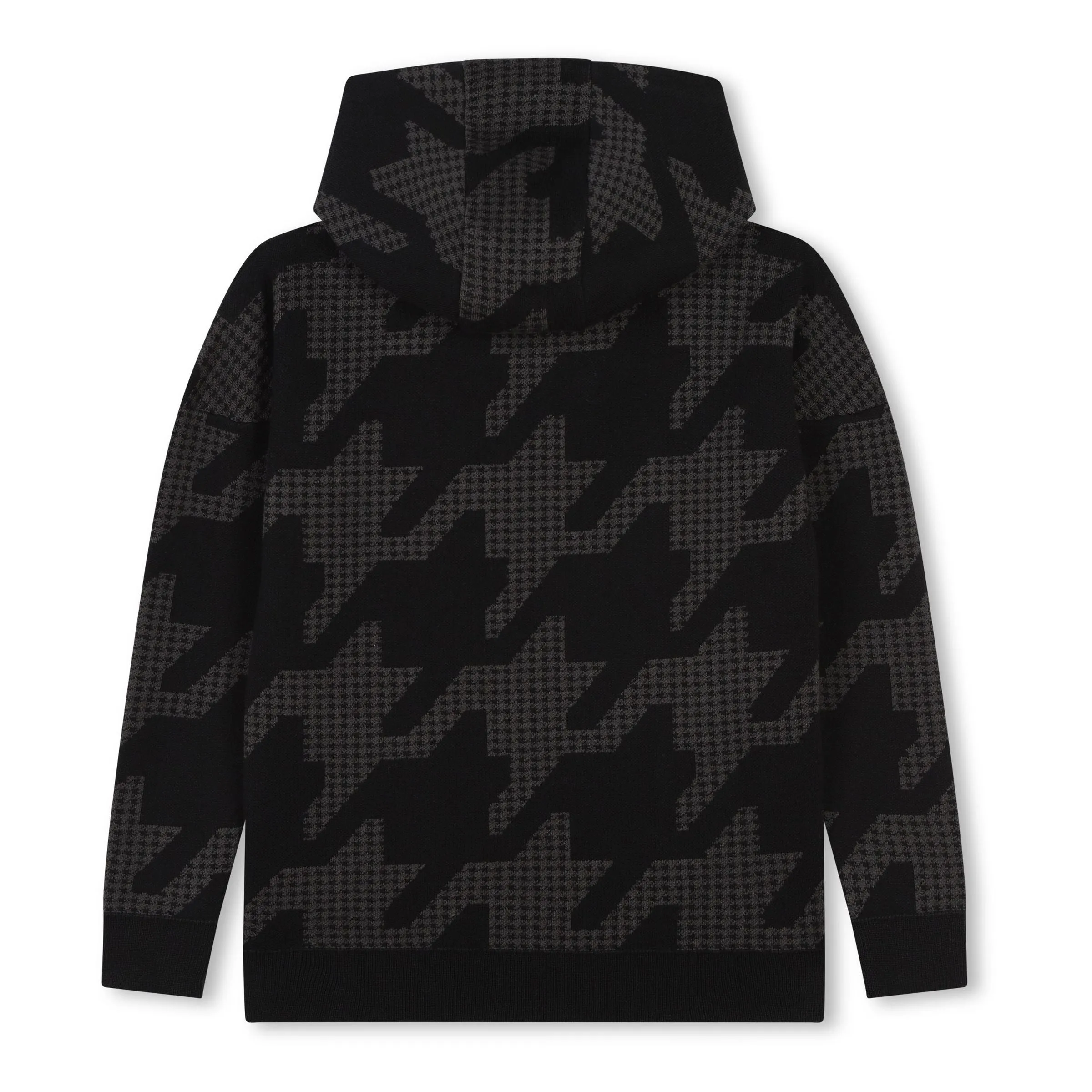 Black Houndstooth Print Sweatshirt