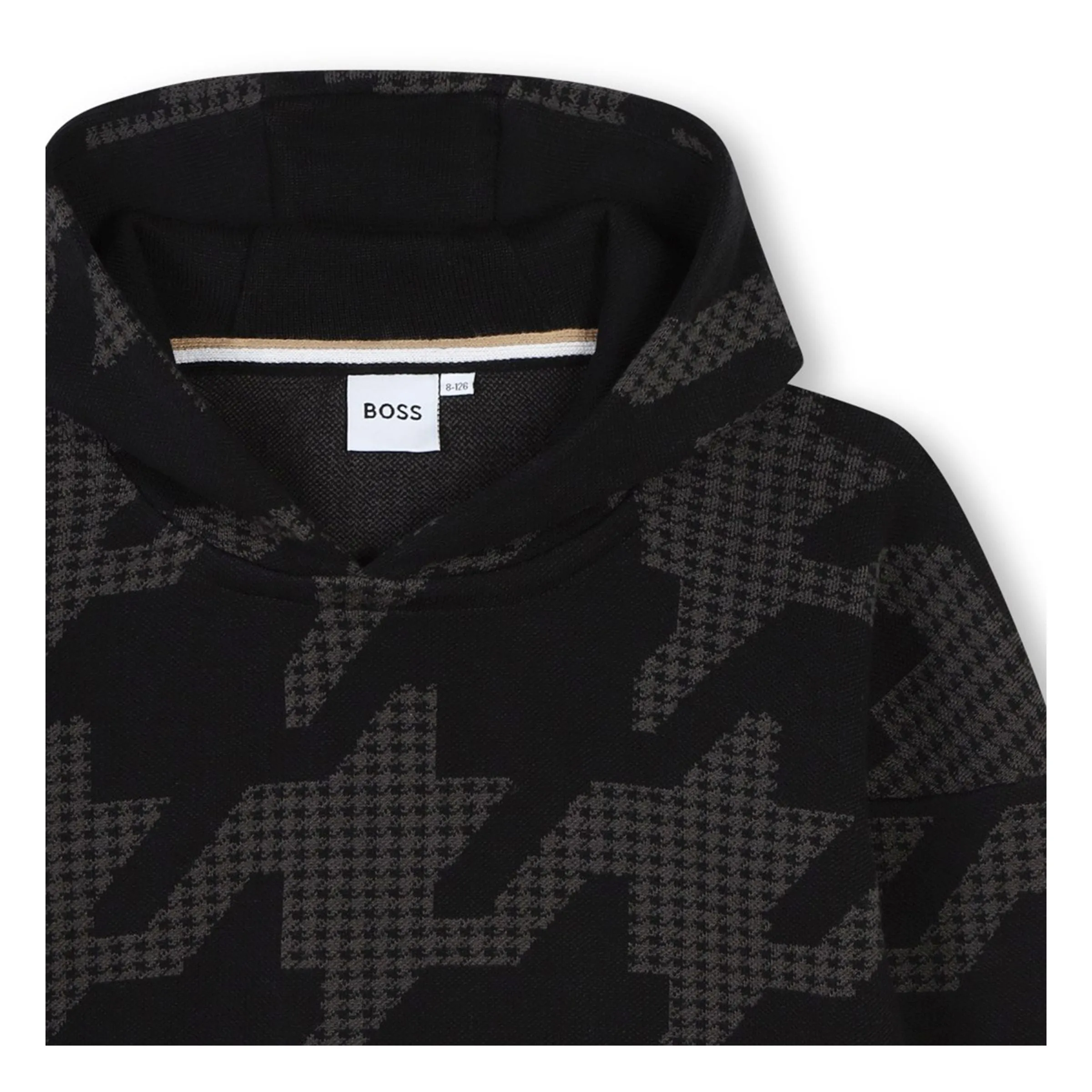 Black Houndstooth Print Sweatshirt