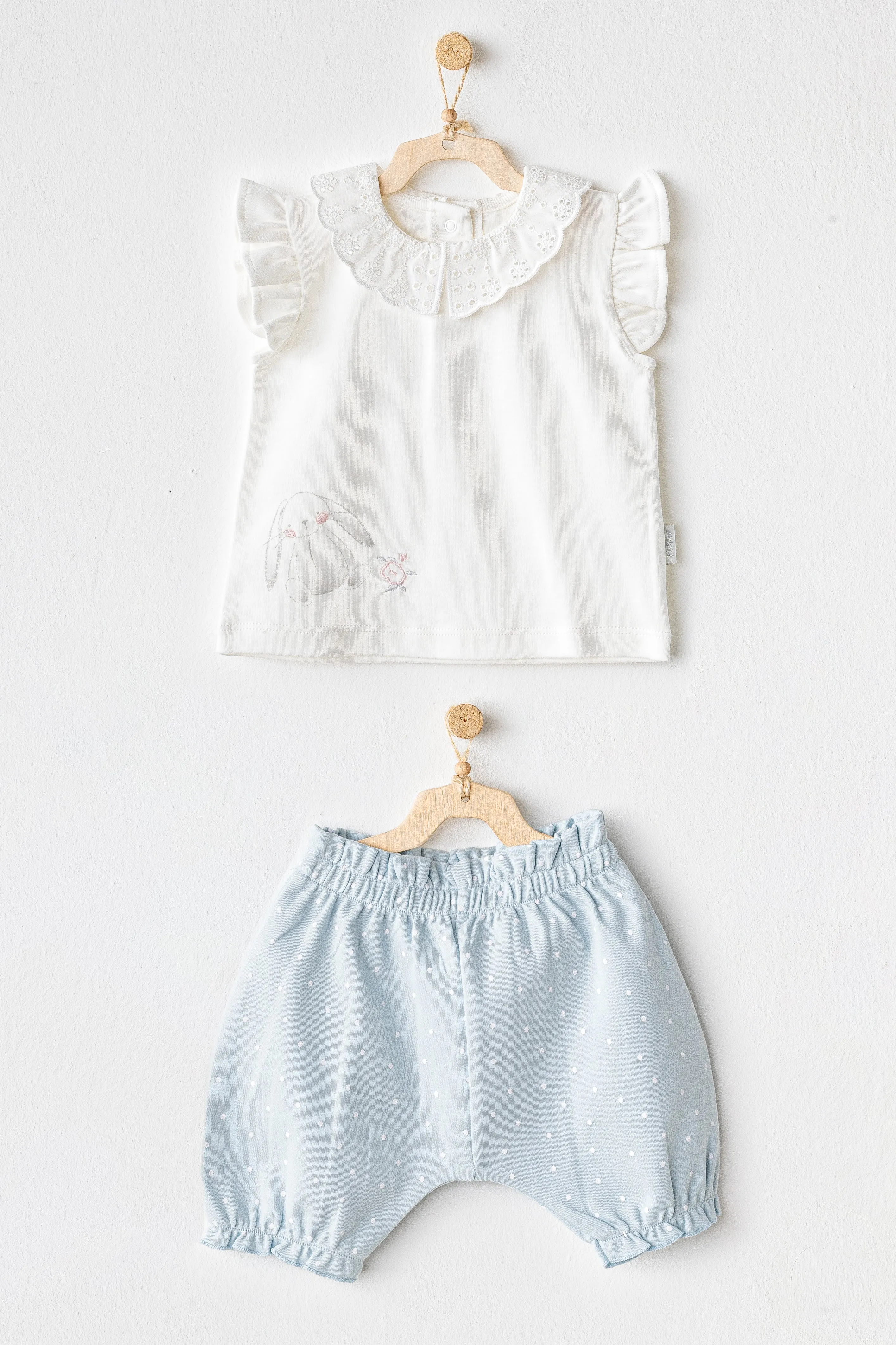 Blue Cuddly Bunny Bear Shorts Set