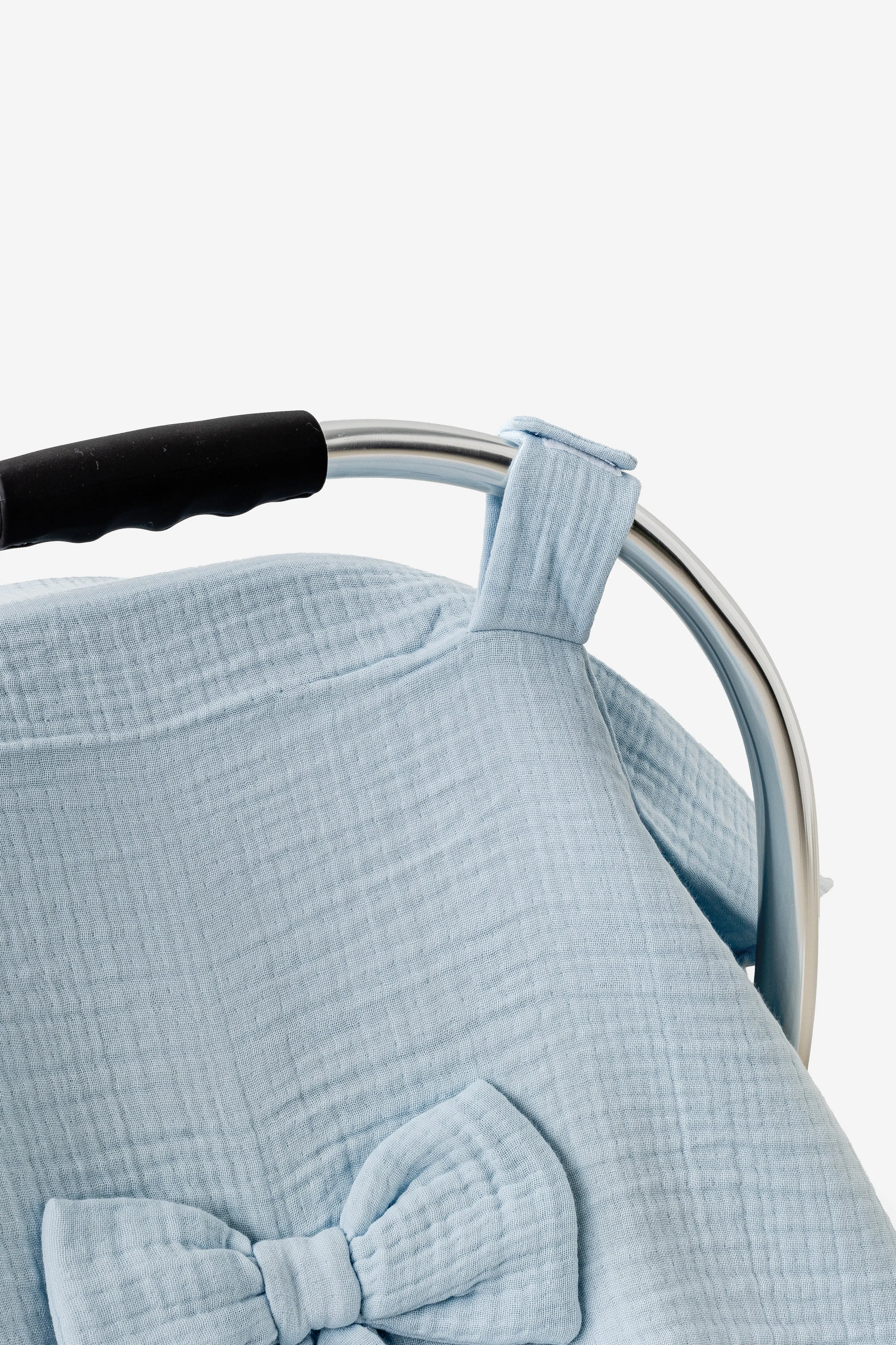 Blue Muslin Bow Car Seat Cover