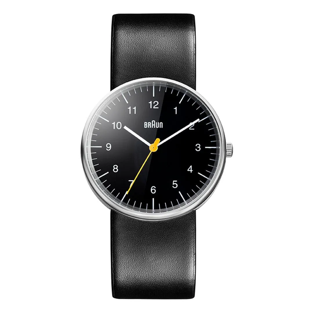 BN0021 Braun gents classic watch - black dial and black leather strap