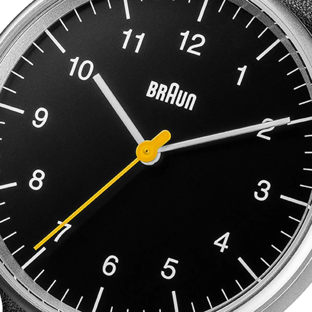 BN0021 Braun gents classic watch - black dial and black leather strap