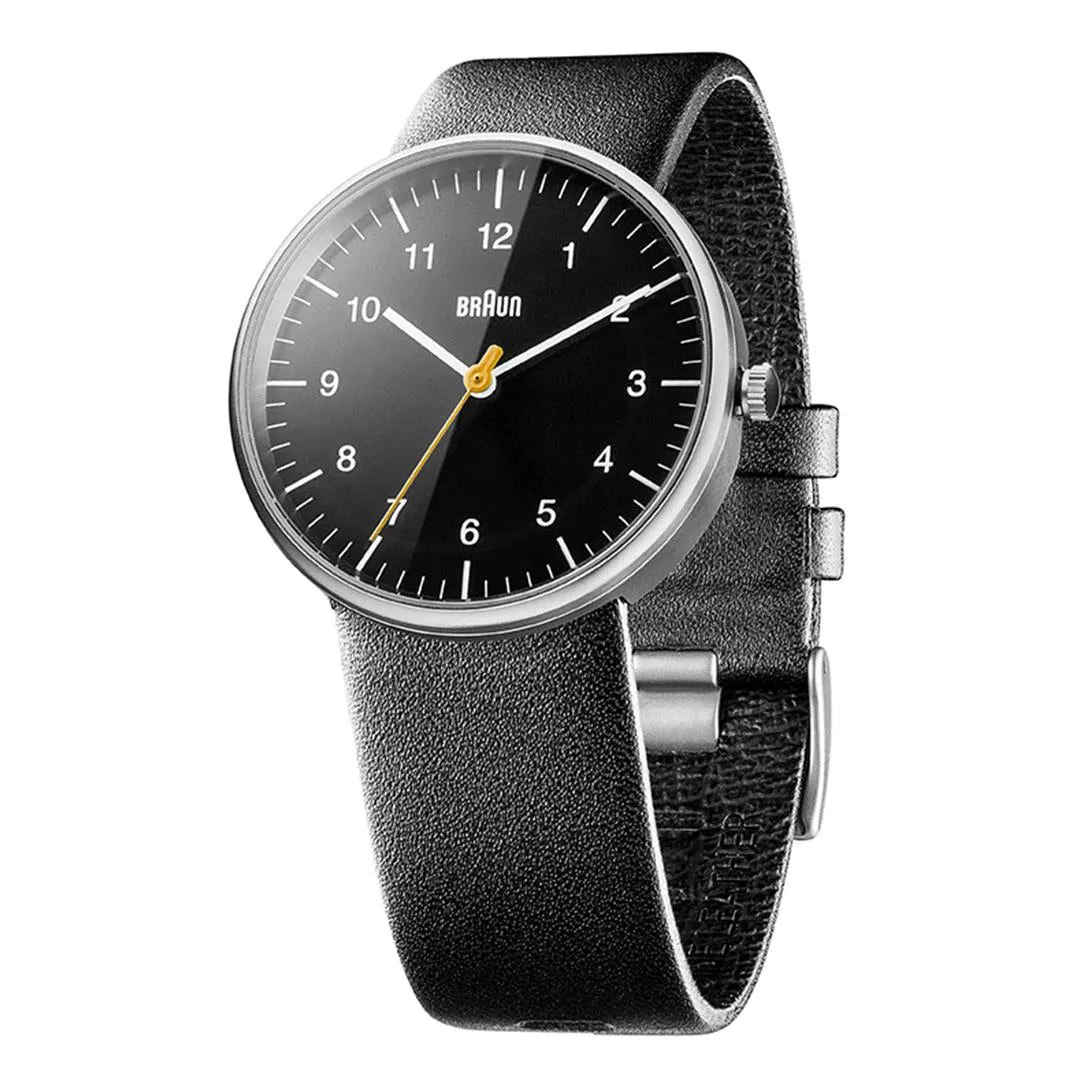 BN0021 Braun gents classic watch - black dial and black leather strap