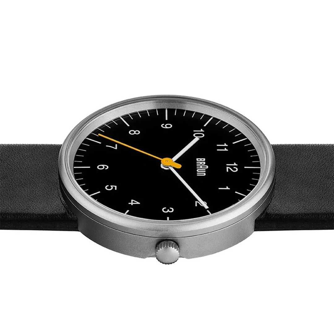 BN0021 Braun gents classic watch - black dial and black leather strap