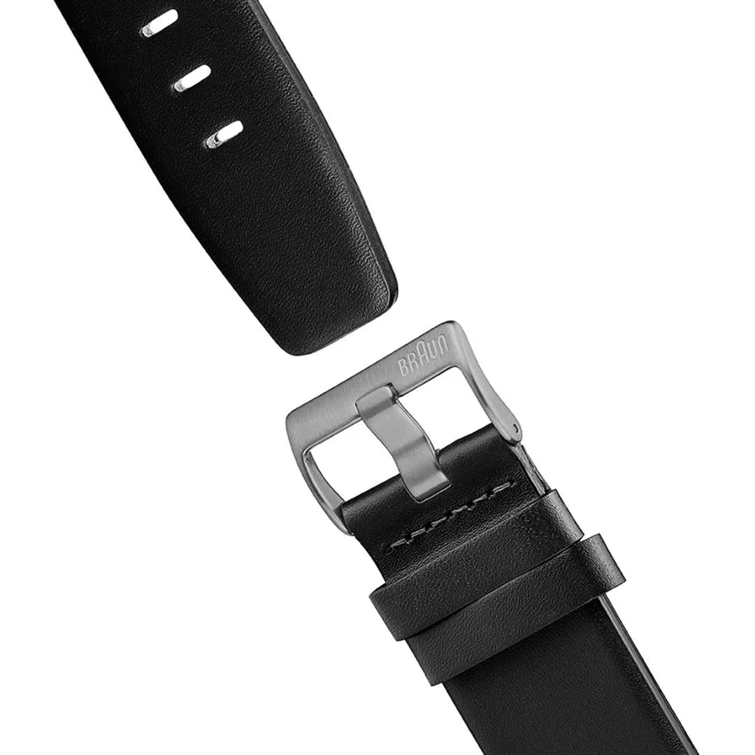 BN0021 Braun gents classic watch - white dial and black leather strap