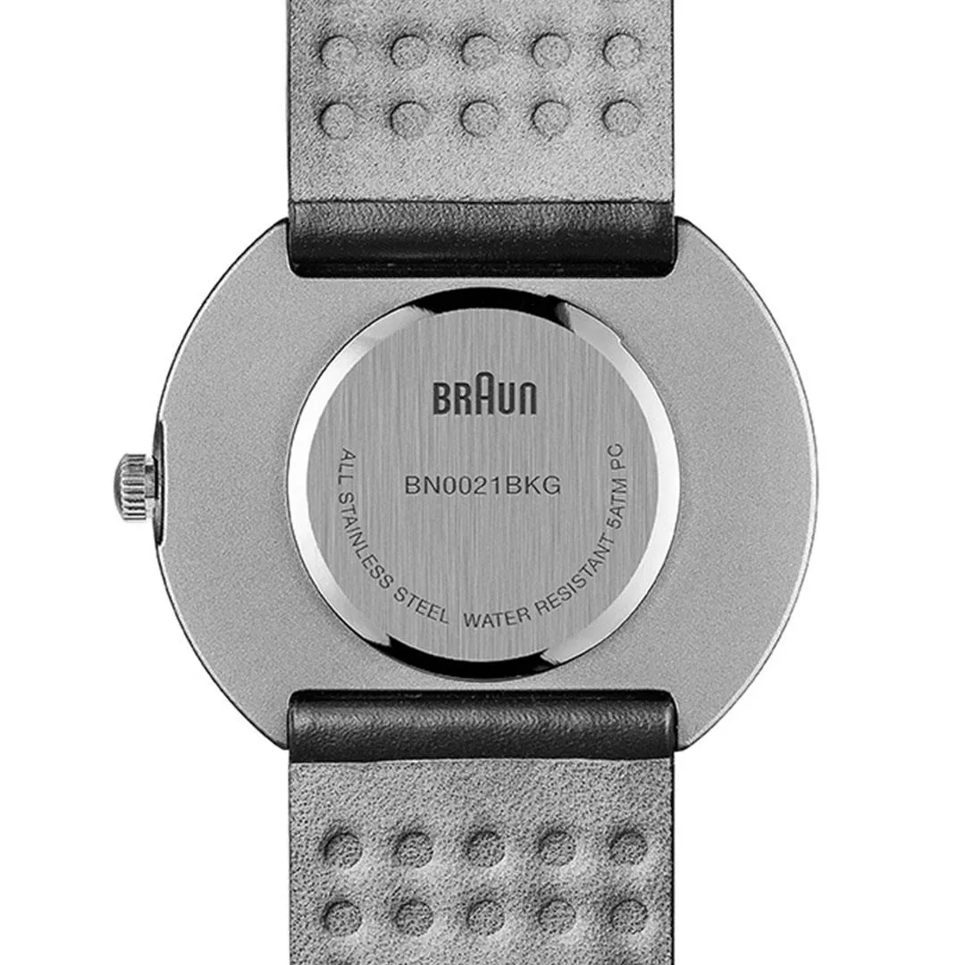 BN0021 Braun gents classic watch - white dial and black leather strap