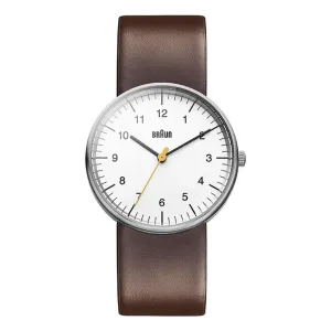 BN0021 Braun gents classic watch - white dial and brown leather strap