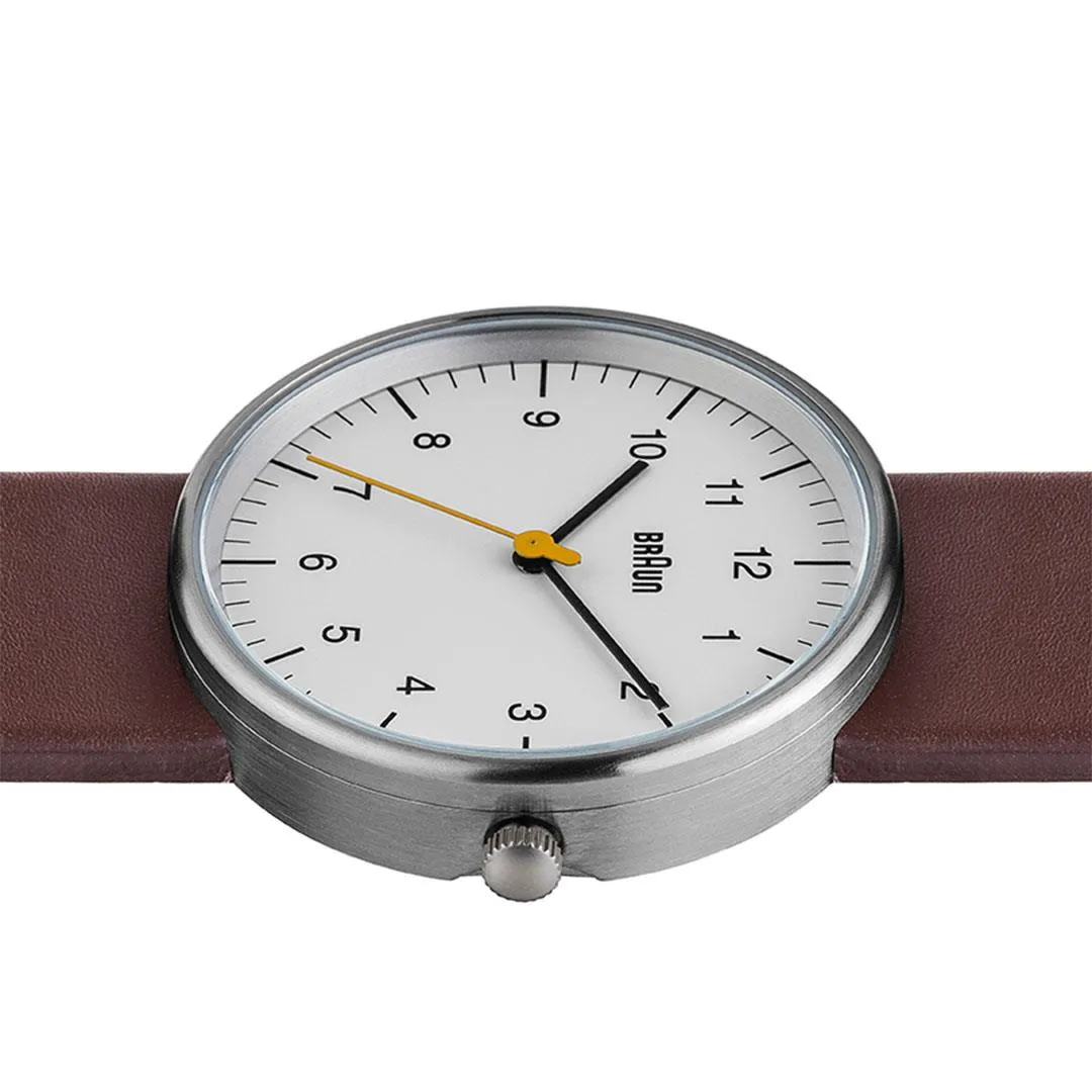 BN0021 Braun gents classic watch - white dial and brown leather strap