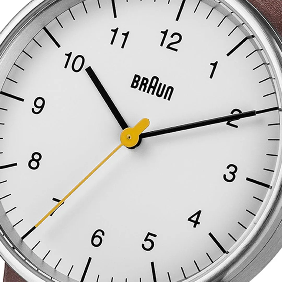 BN0021 Braun gents classic watch - white dial and brown leather strap