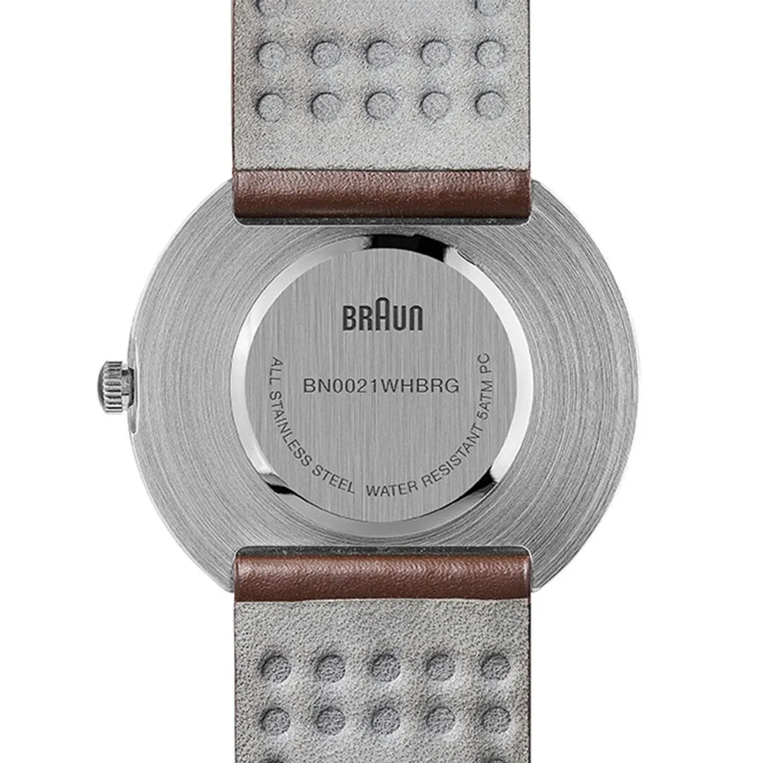 BN0021 Braun gents classic watch - white dial and brown leather strap