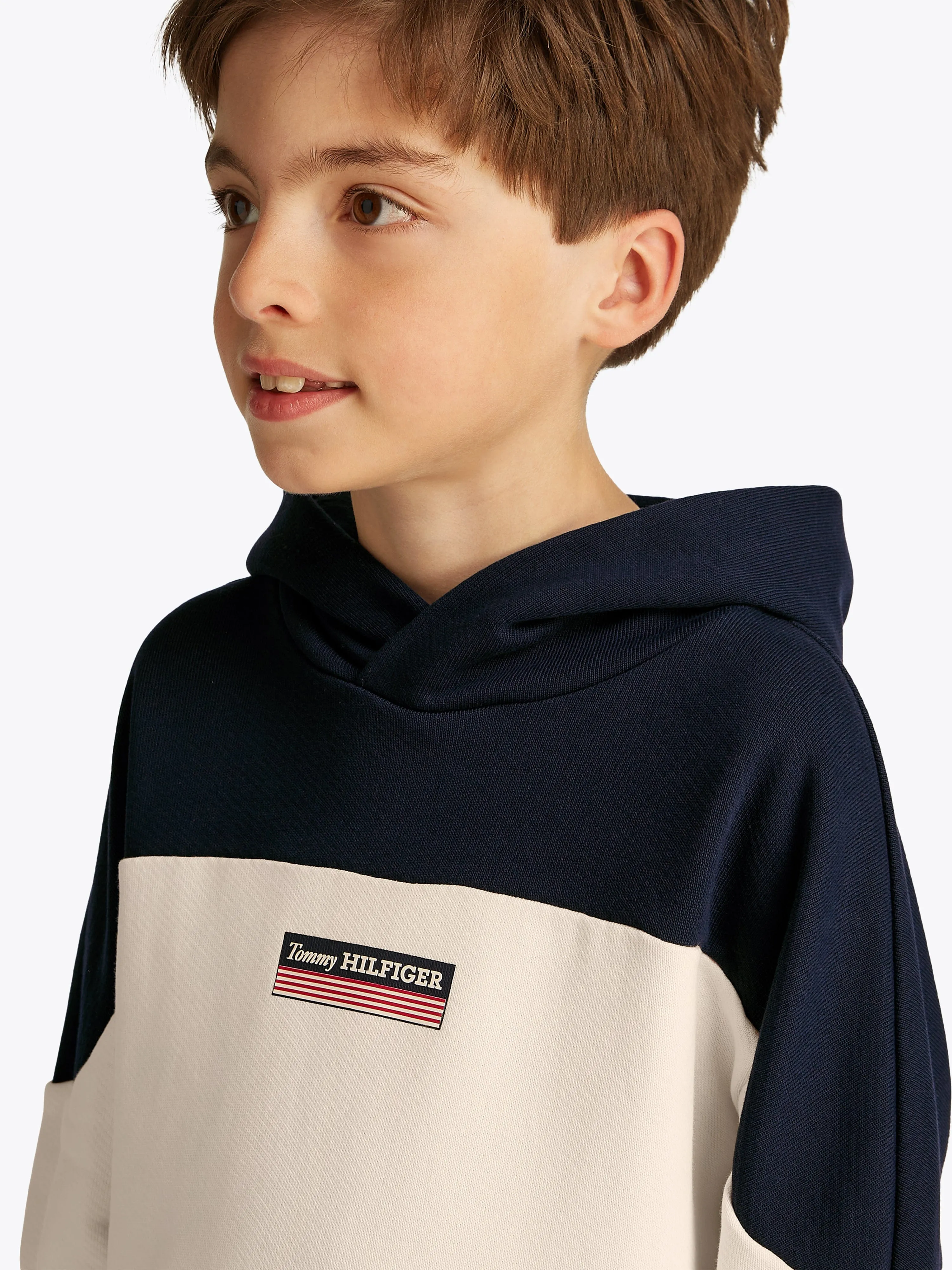 Boys Monotype Striped Hoodie in Multicolour