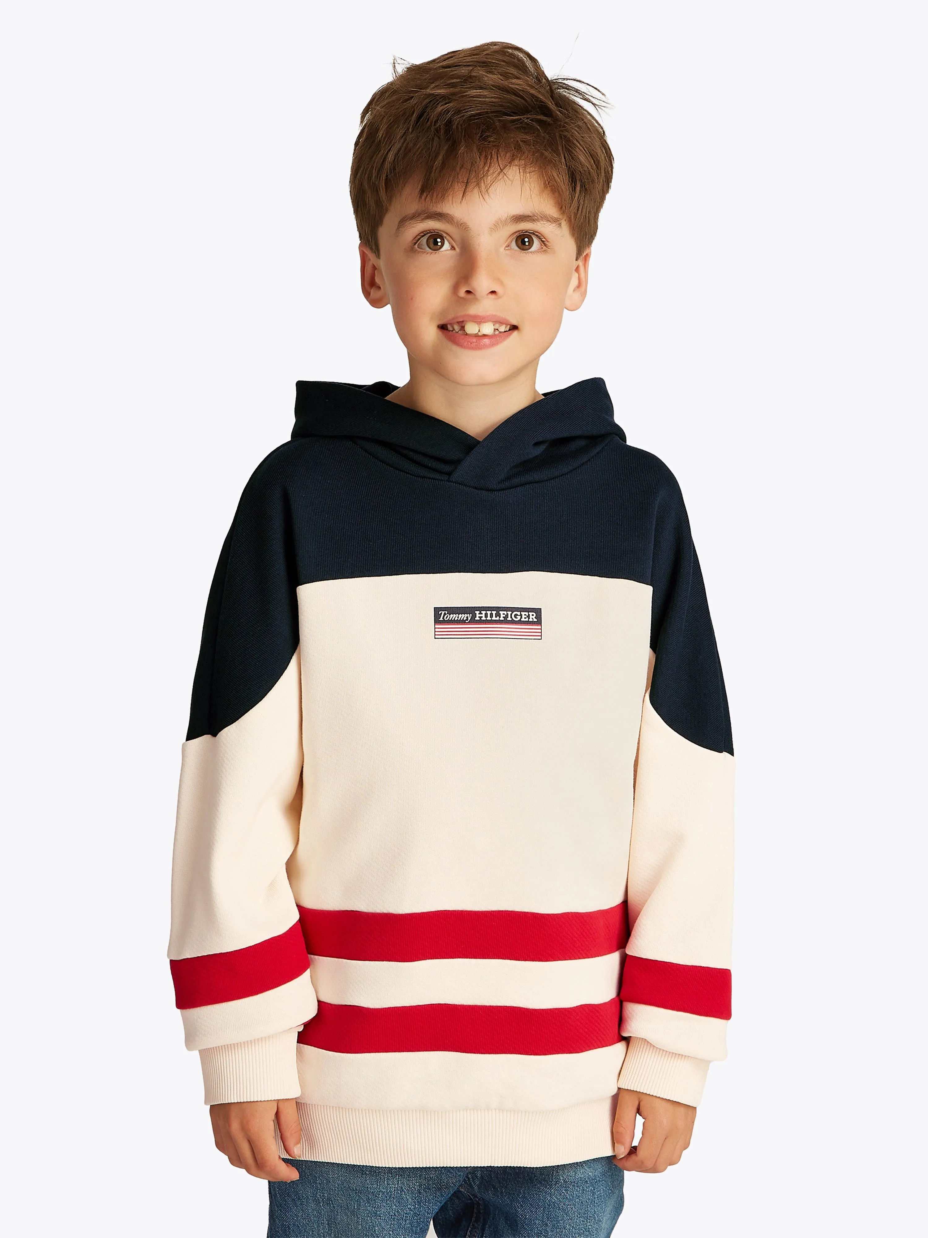 Boys Monotype Striped Hoodie in Multicolour