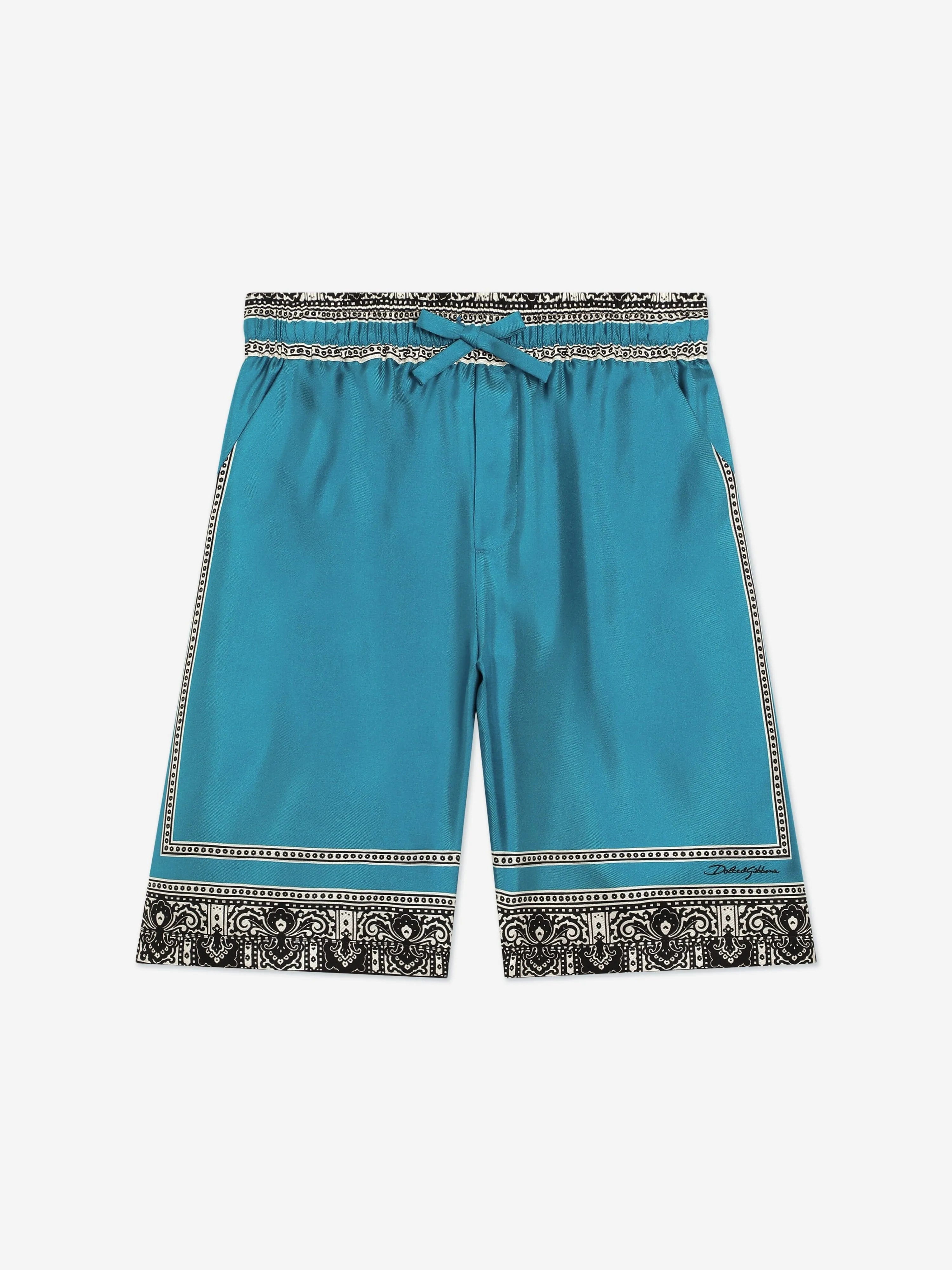 Boys Silk Bandana Print Shorts in Blue