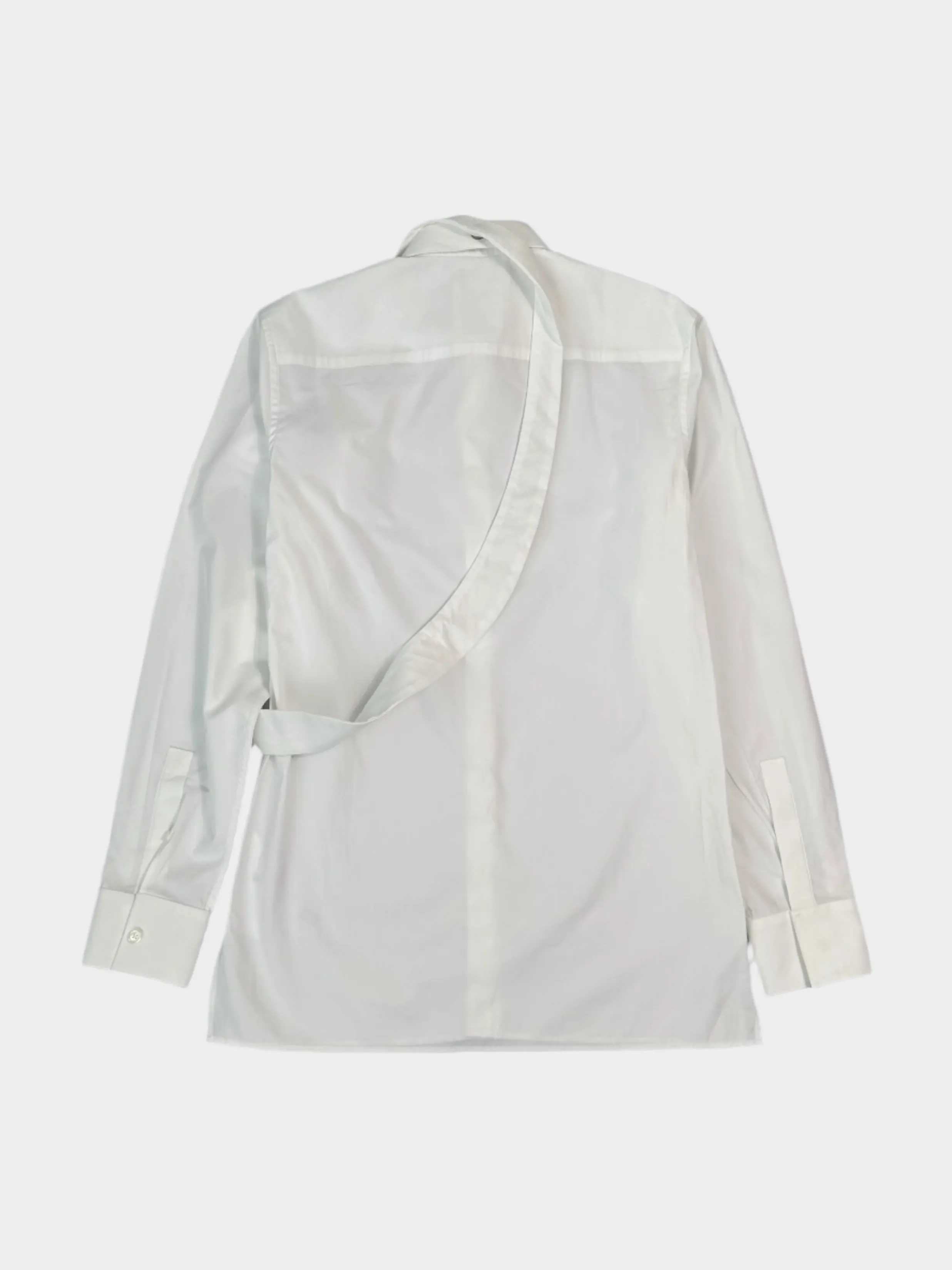 Camicia Bianca Con Fibbia Asimmetrica In Metallo