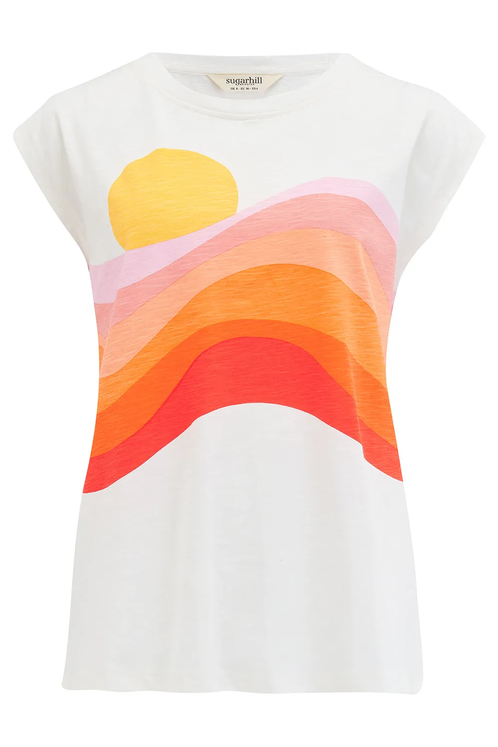 Chrissy Relaxed Tank T-Shirt - Off-White. Sunset Waves