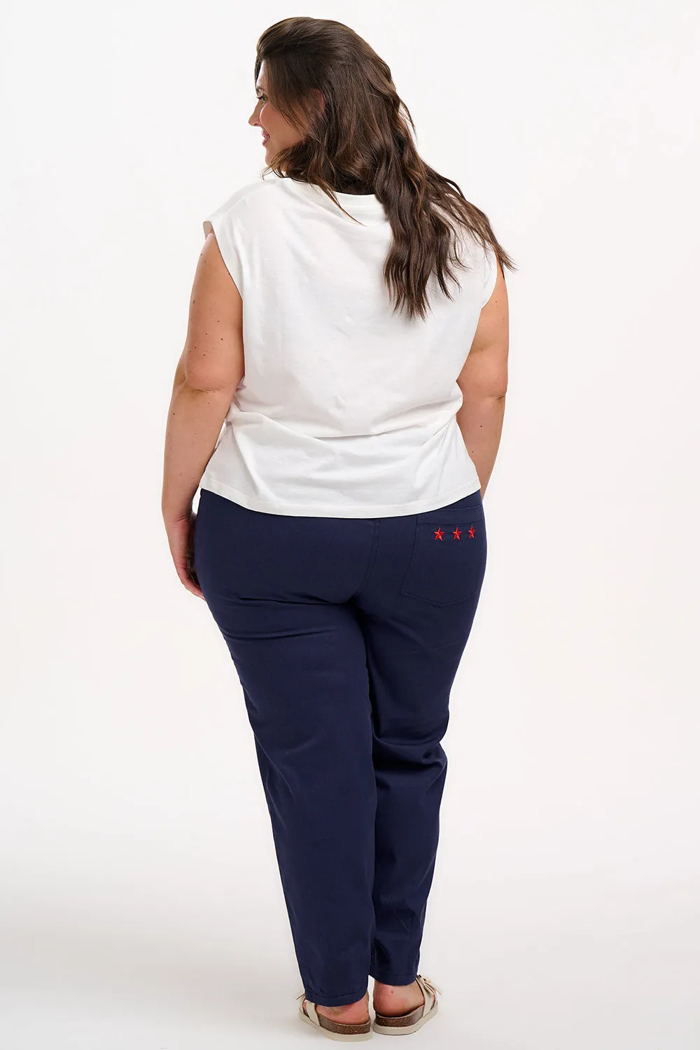 Chrissy Relaxed Tank T-Shirt - Off-White. Sunset Waves