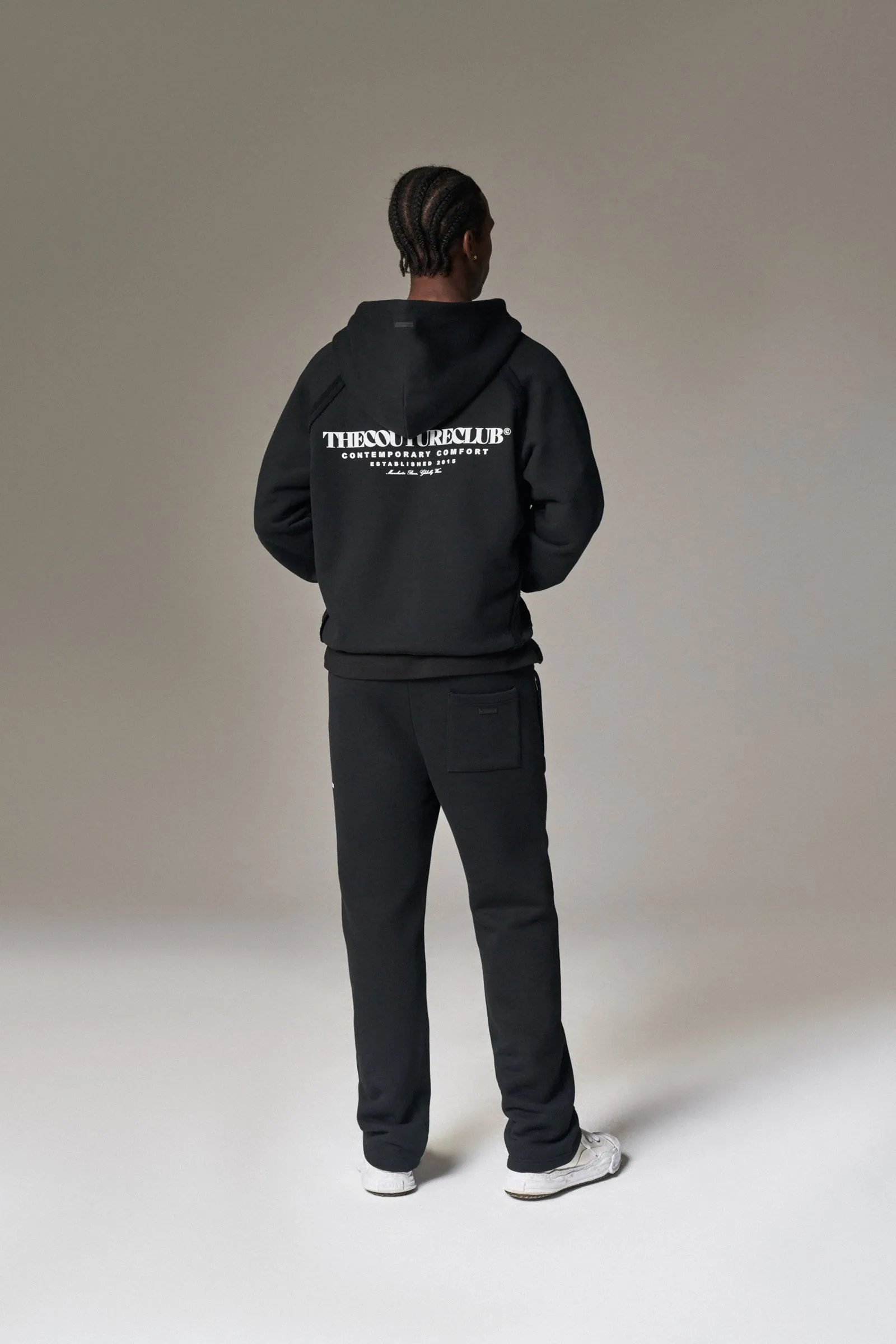 COPYRIGHT QUARTER ZIP HOODIE  - BLACK