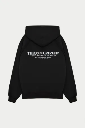 COPYRIGHT QUARTER ZIP HOODIE  - BLACK