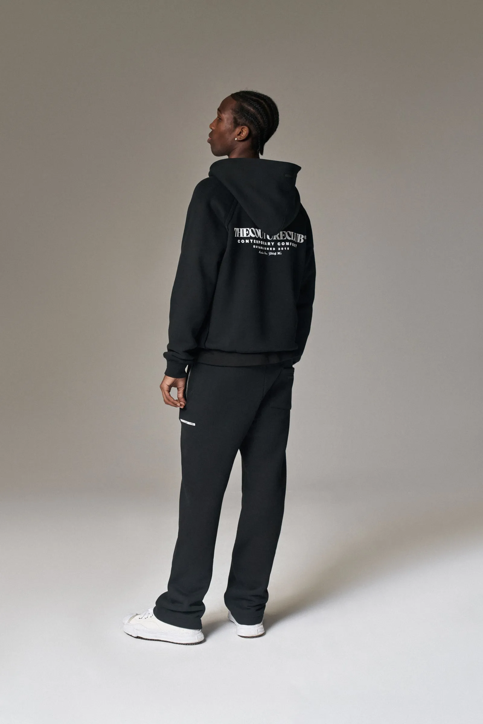 COPYRIGHT QUARTER ZIP HOODIE  - BLACK