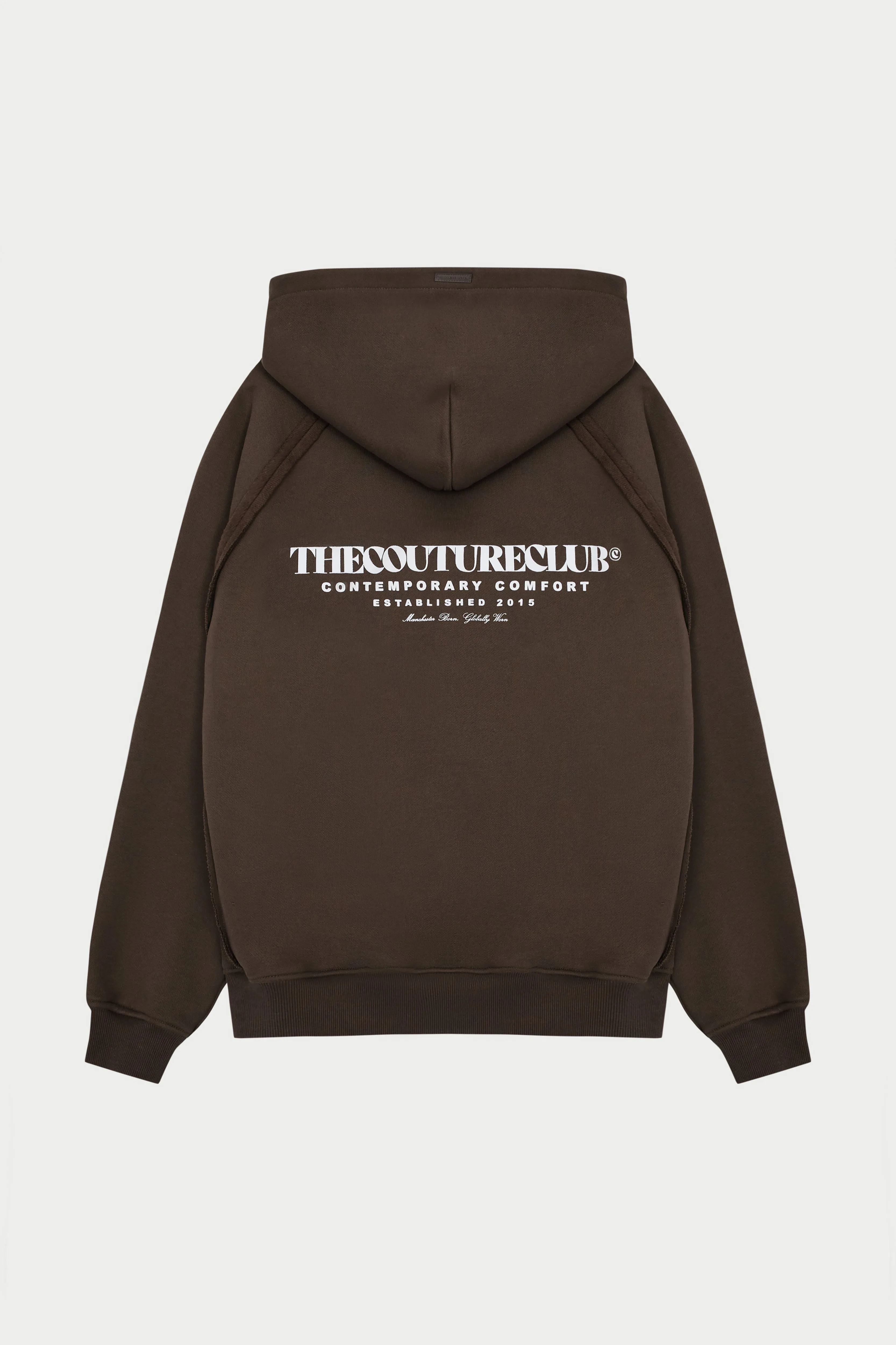 COPYRIGHT QUARTER ZIP HOODIE - BROWN