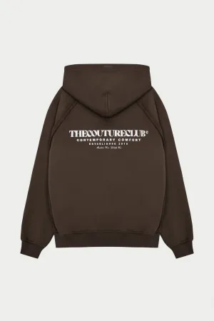 COPYRIGHT QUARTER ZIP HOODIE - BROWN