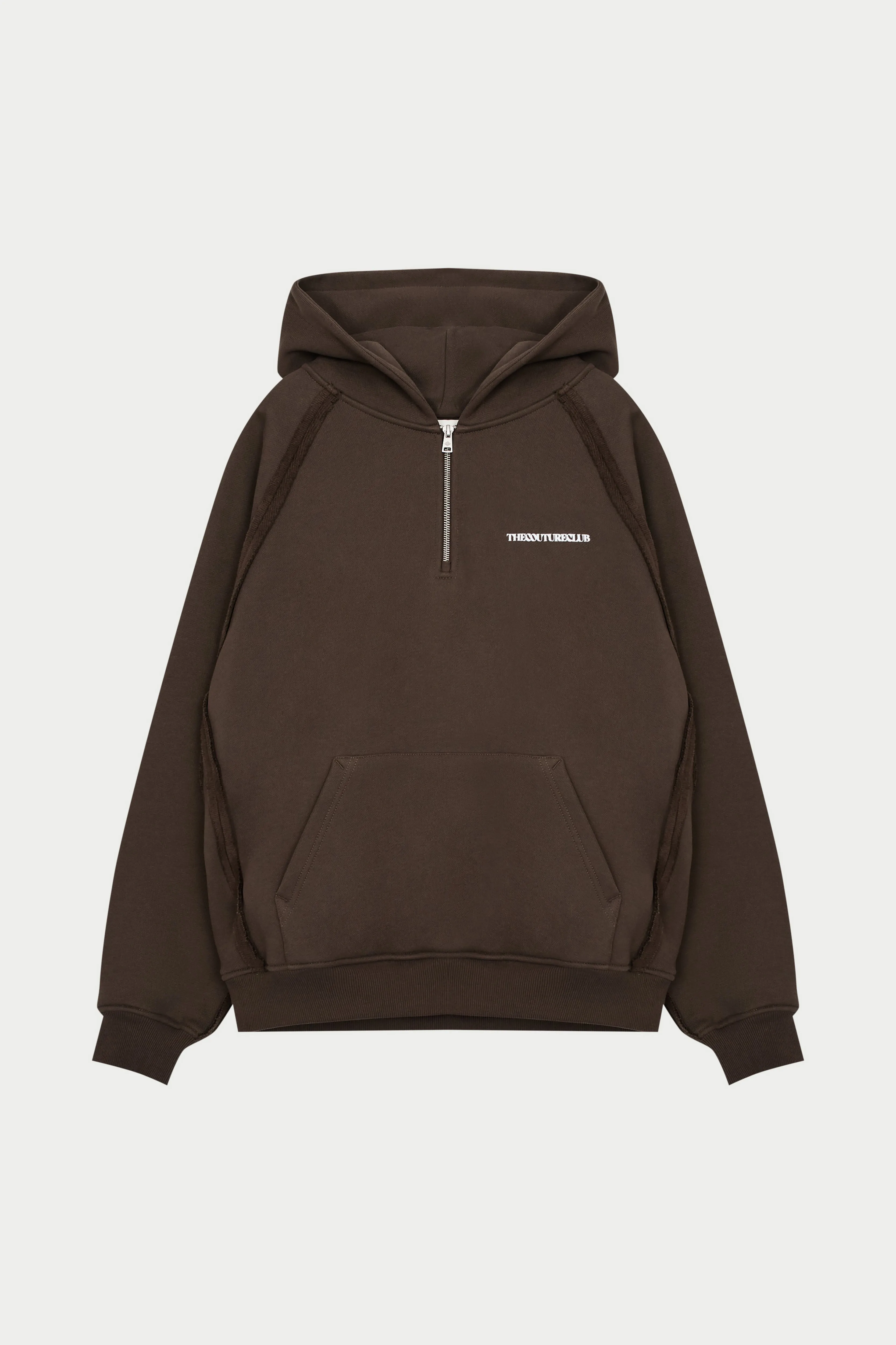 COPYRIGHT QUARTER ZIP HOODIE - BROWN