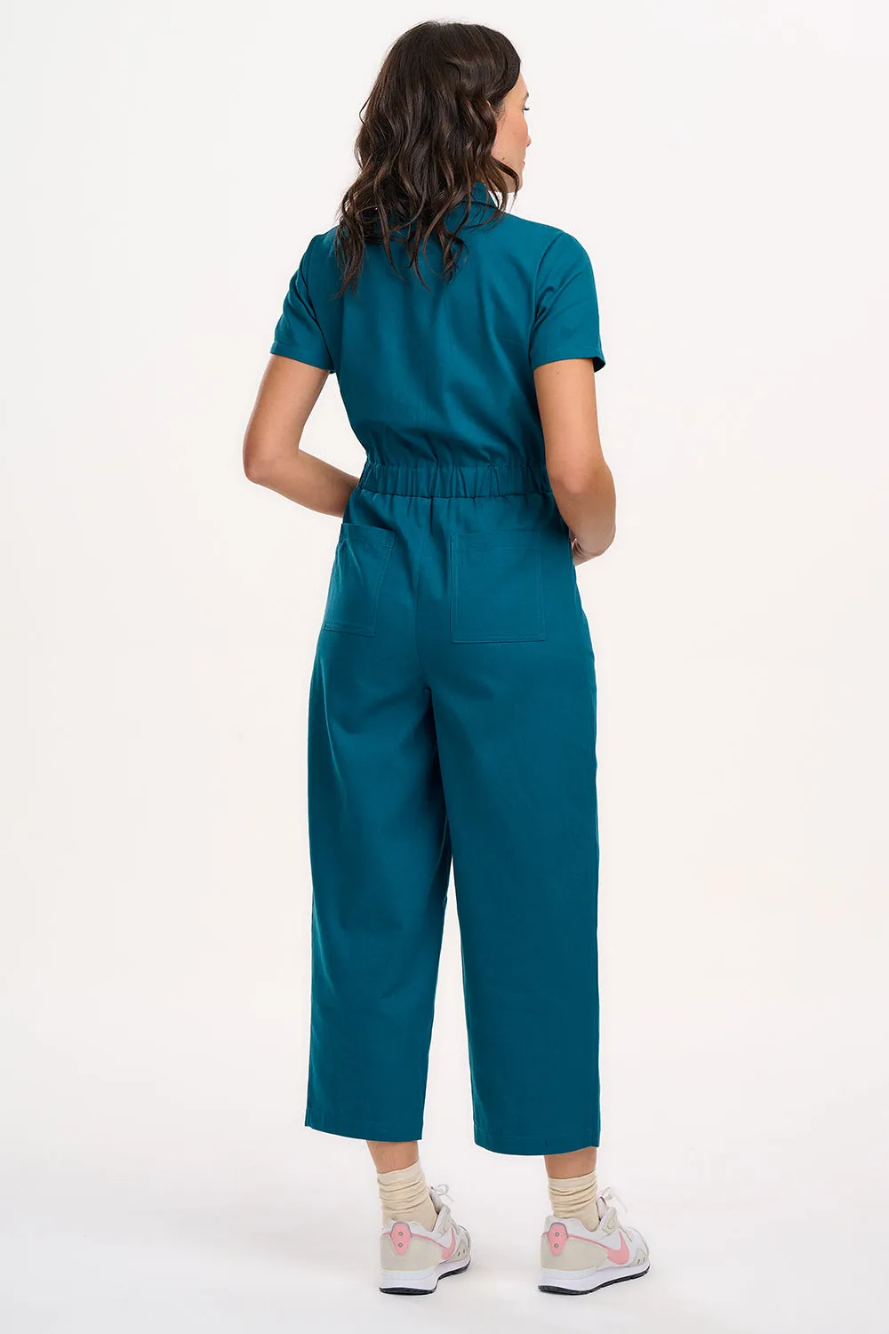 Cora Cropped Jumpsuit - Teal. Rainbow Parrot