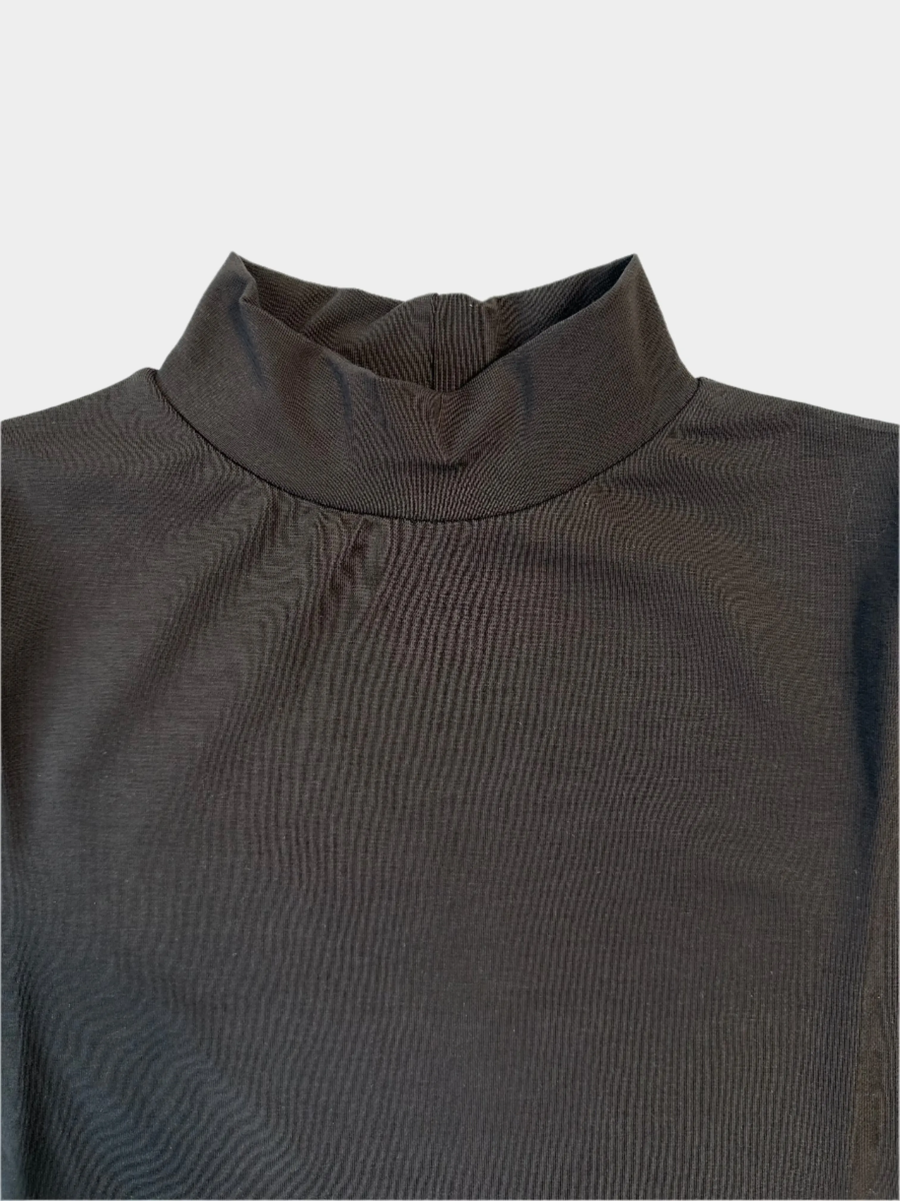 Crop Top Marrone A Lupetto In Bielastico A Mezza Manica