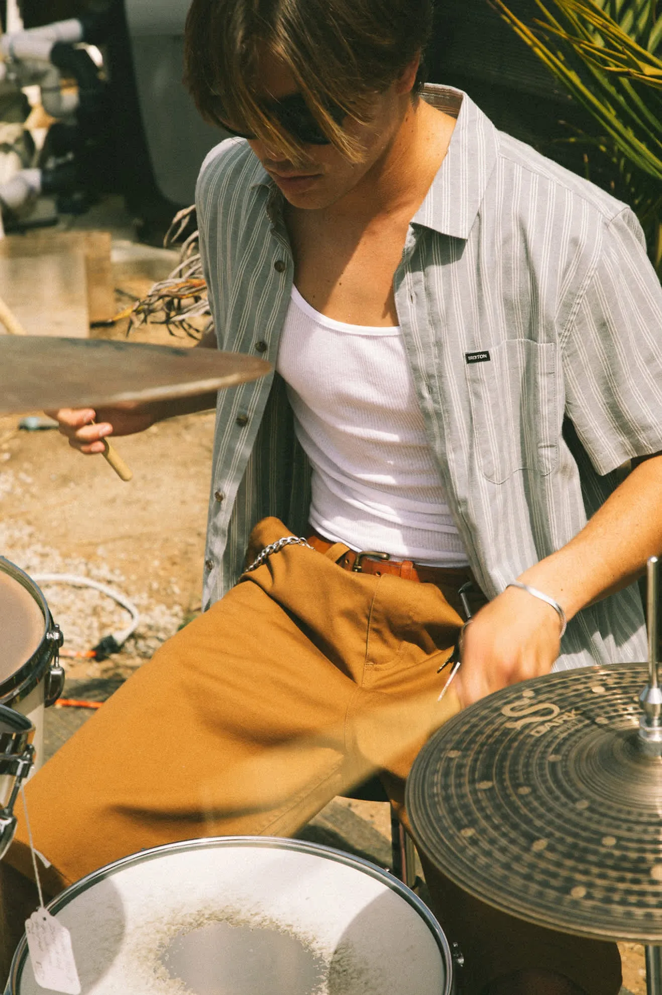 CRU Oxford Stripe S/S Shirt - Basalt Blue/Whitcap Stripe