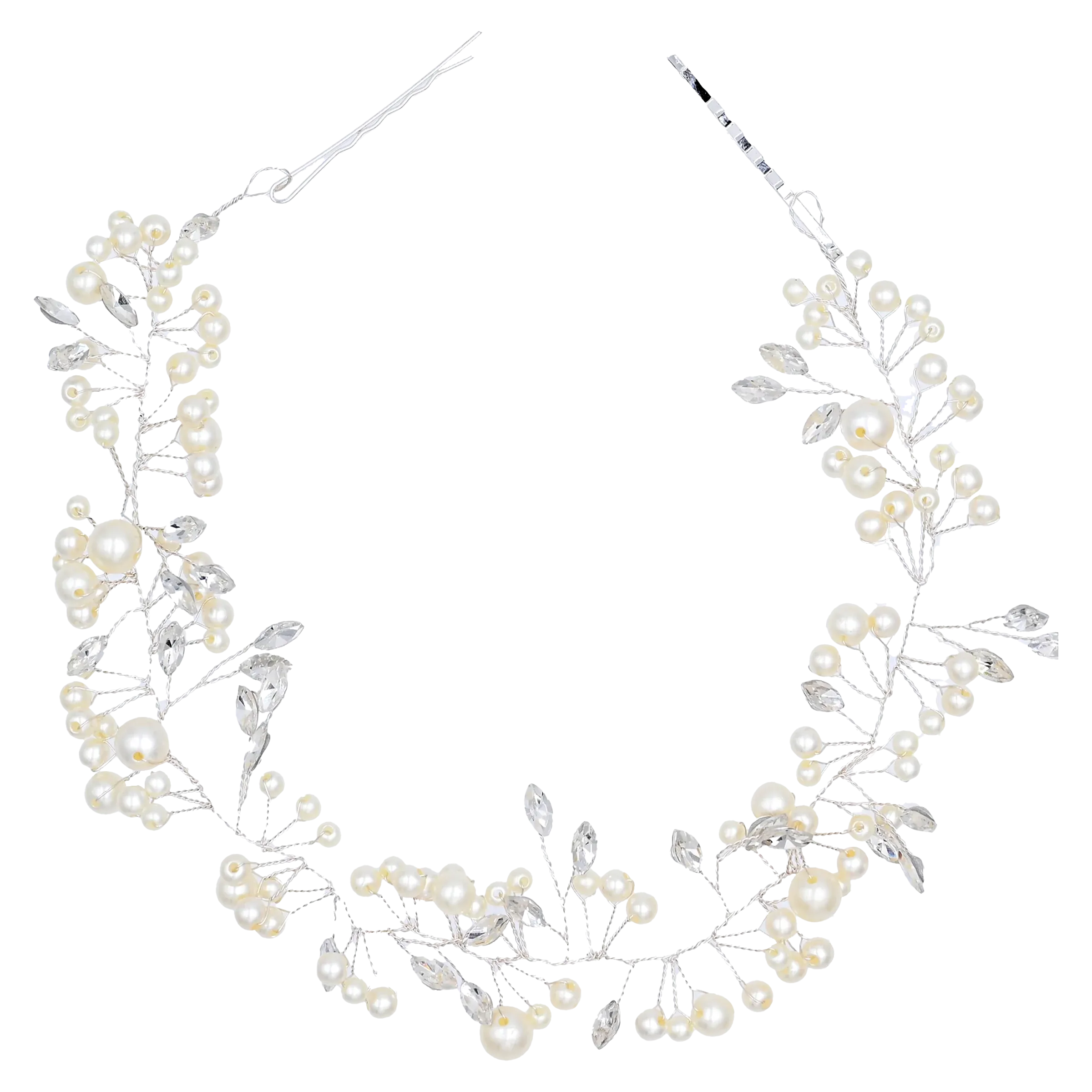 Crystal Accent Pearl Hair Vine