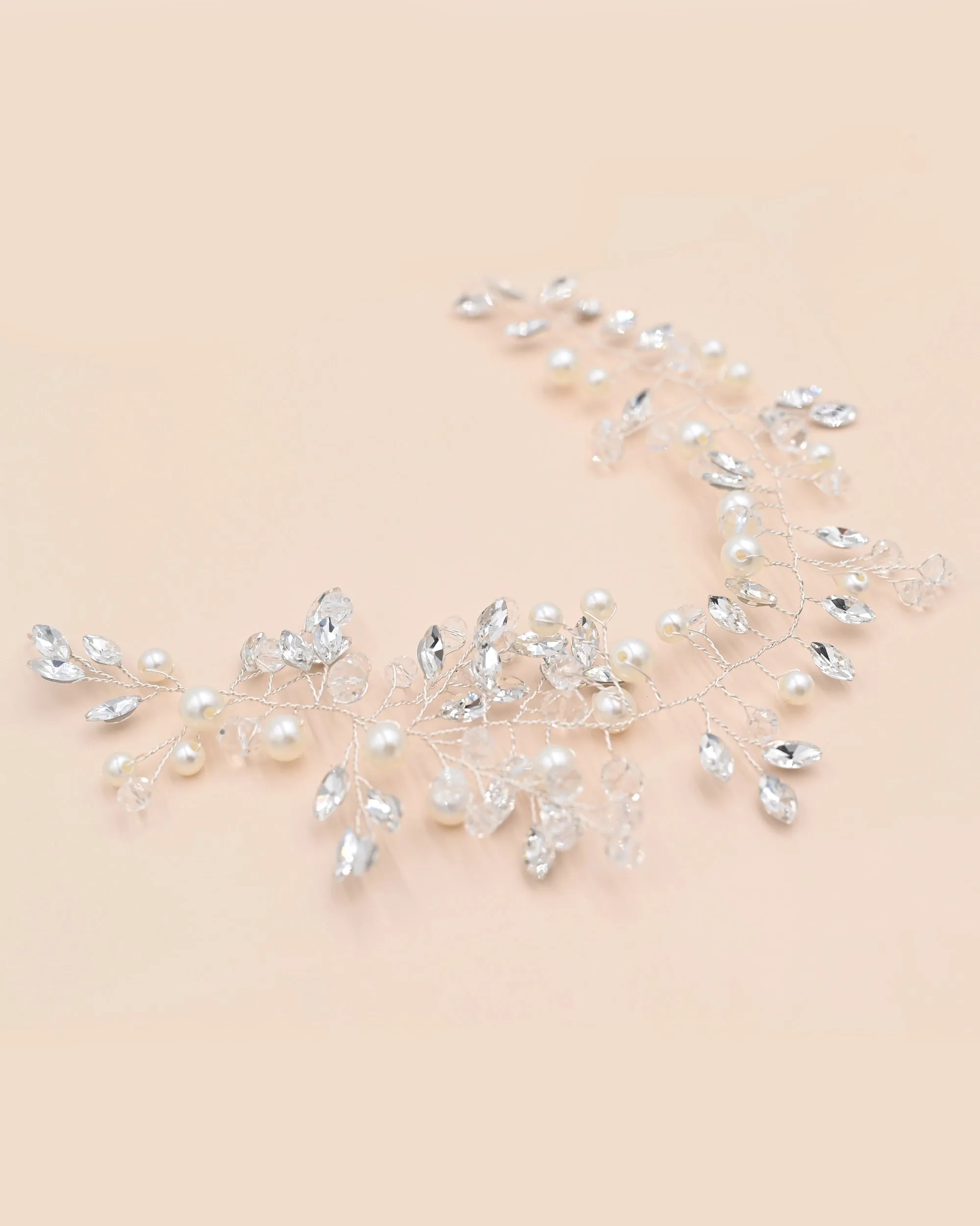 Crystal Accent Pearl Hair Vine
