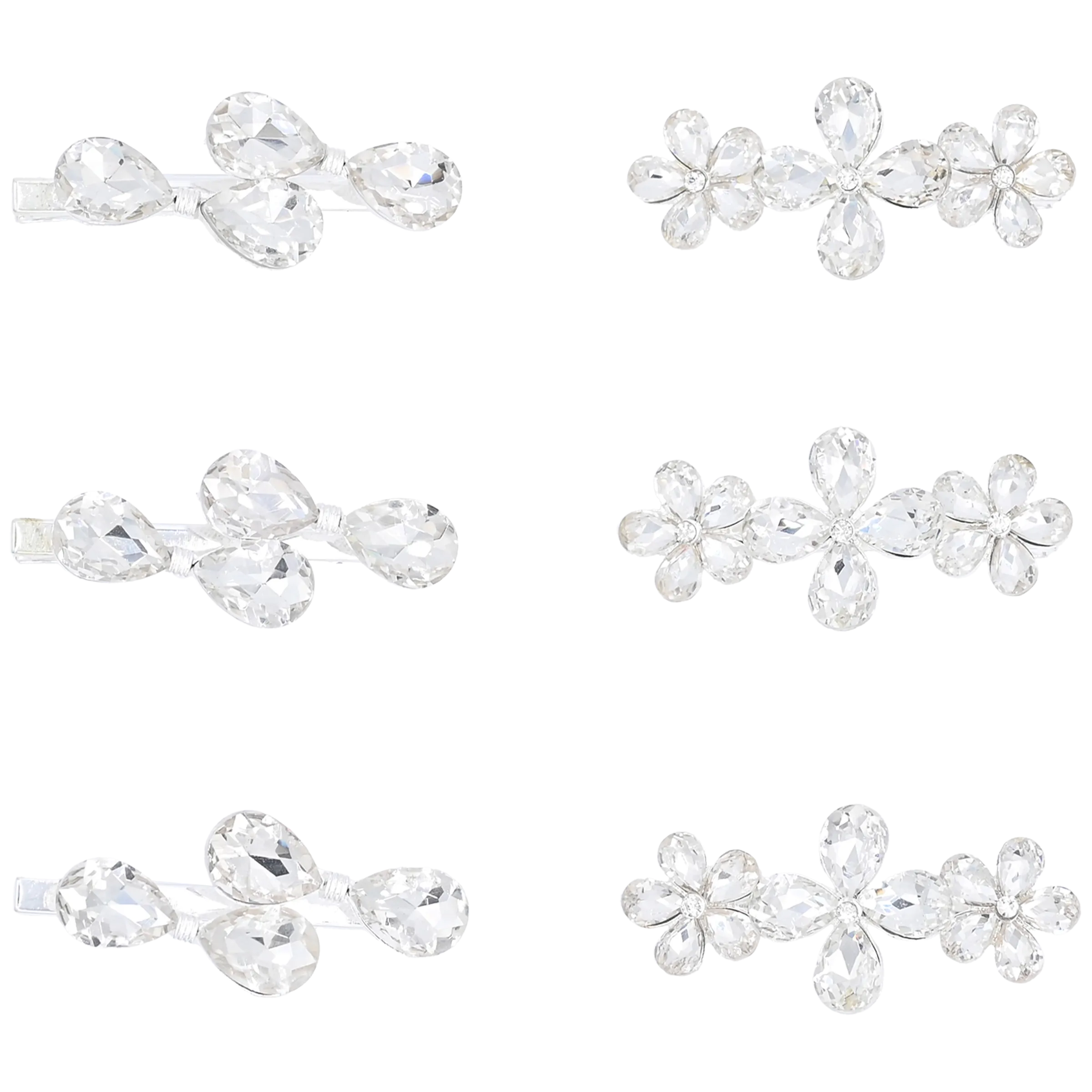 Crystal Droplet & Flower Hairclip Set