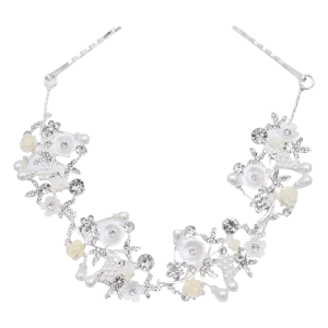 Crystal Flower Ivory Rose Hair Vine