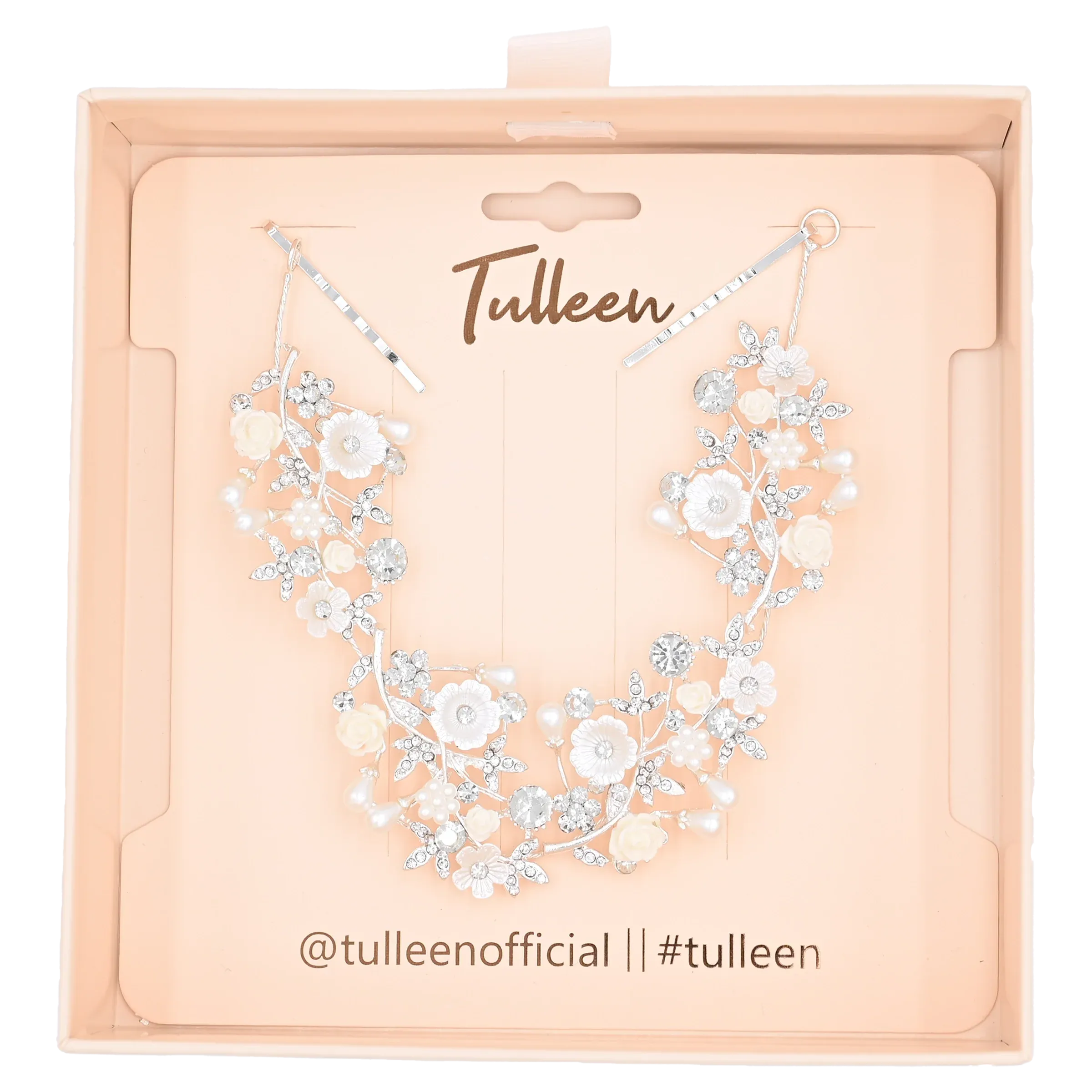 Crystal Flower Ivory Rose Hair Vine