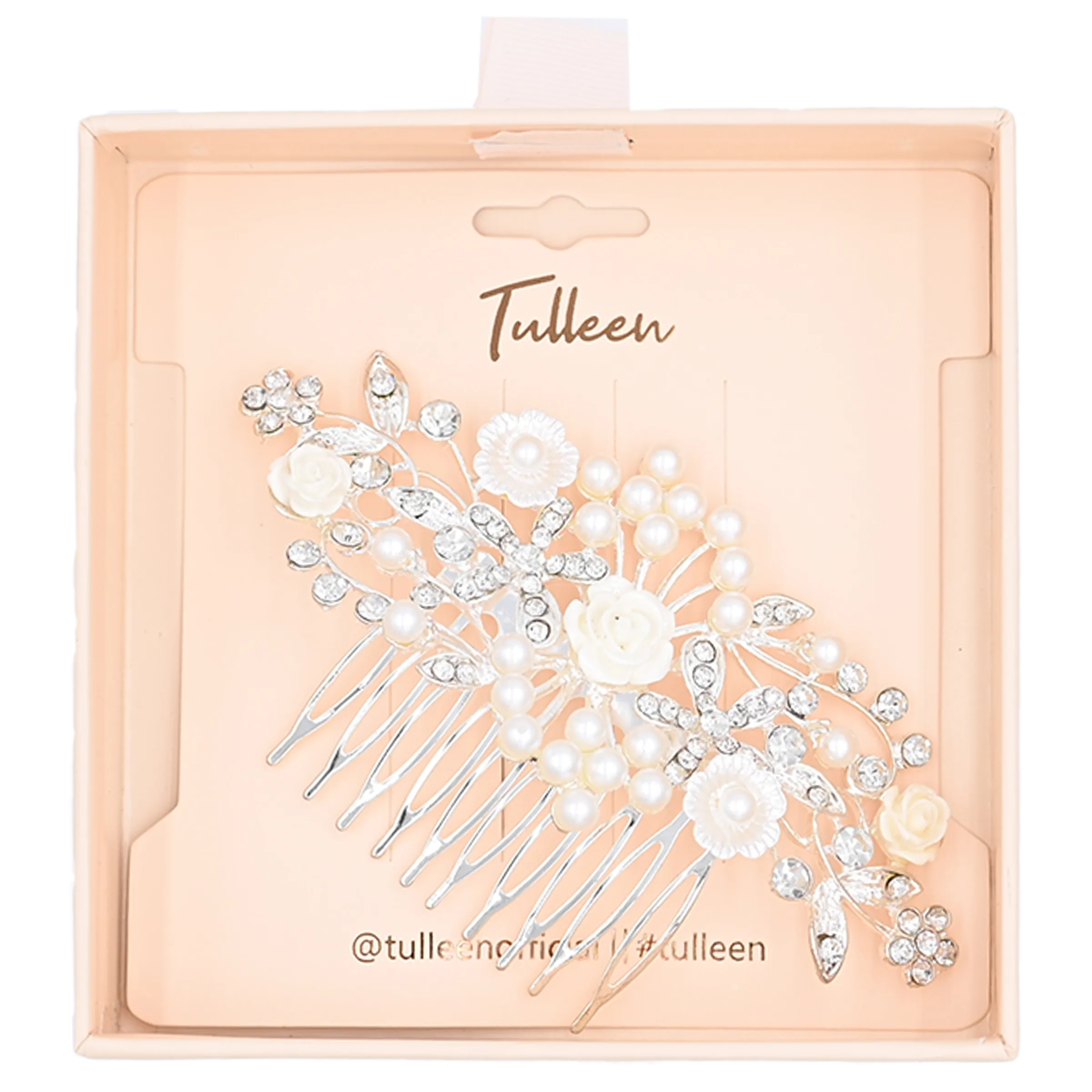 Crystal Pearl and Ivory Floral Hair Comb