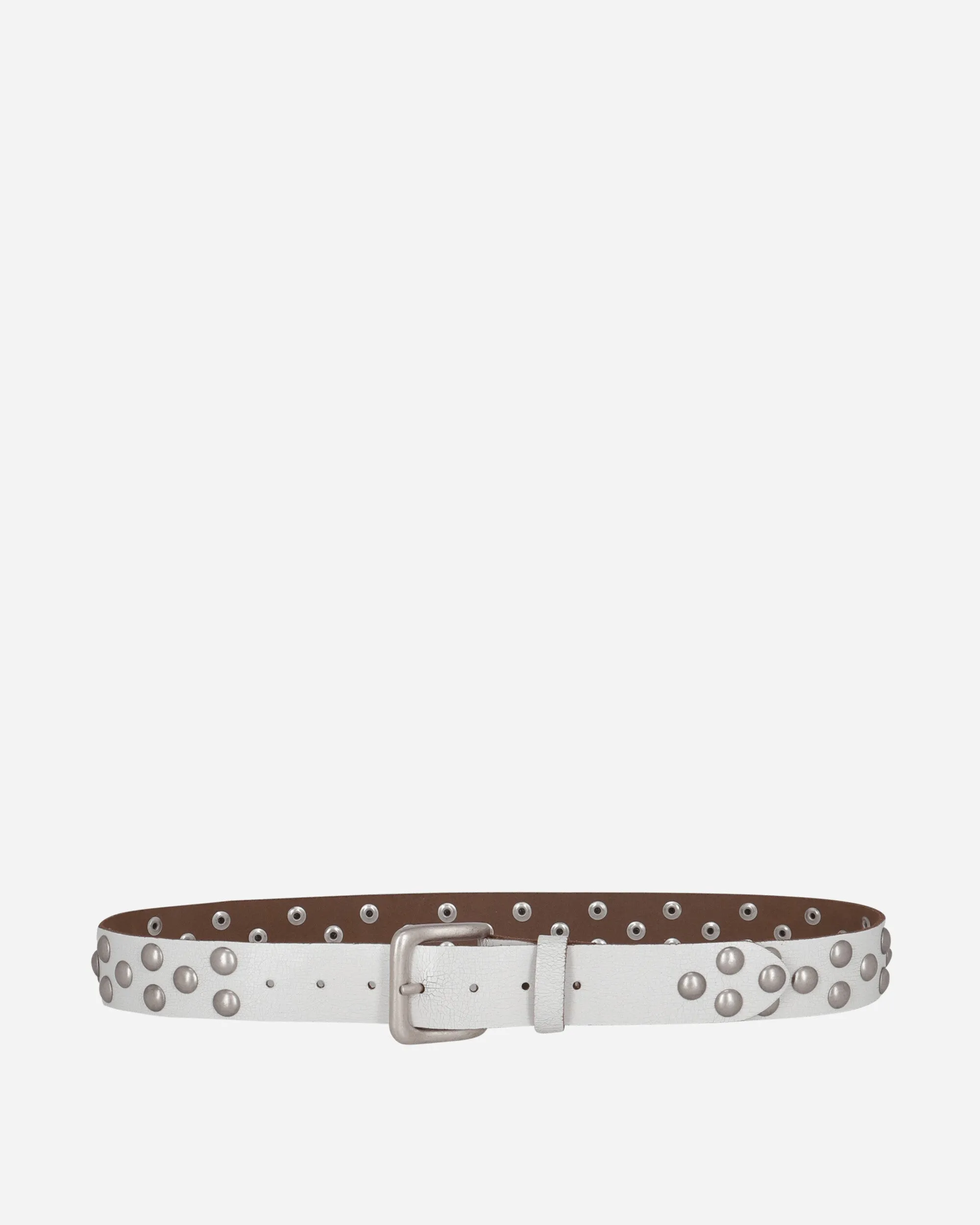 Distressed Rivet Belt White
